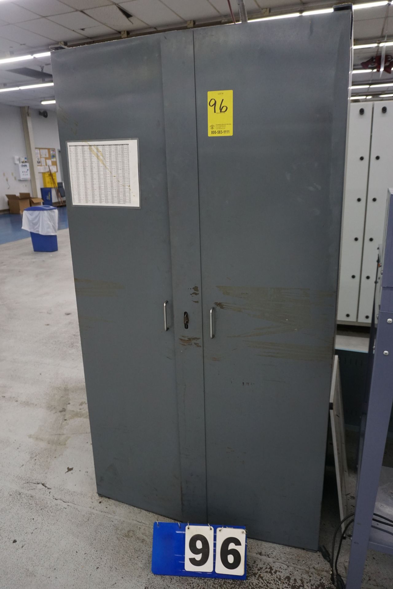 STEEL STORAGE CABINET, 20" X 38" X 72" TALL W/ CONT: CUTTERS, FASTNERS, MISC TOOLING - Image 2 of 10