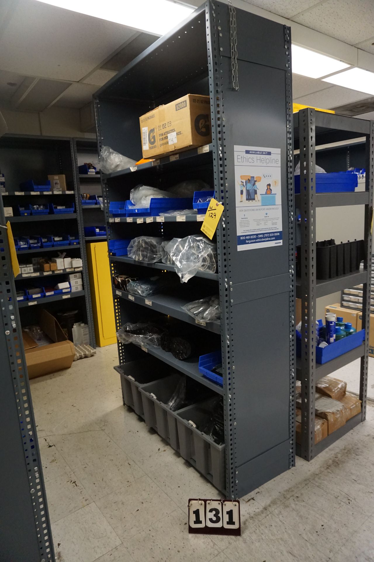 METAL SHELVING (11) SECTIONS 18" DEEP X 48" WIDE X 84" TALL, **DELAYED PICK UP, NO CONTENTS/SOLD