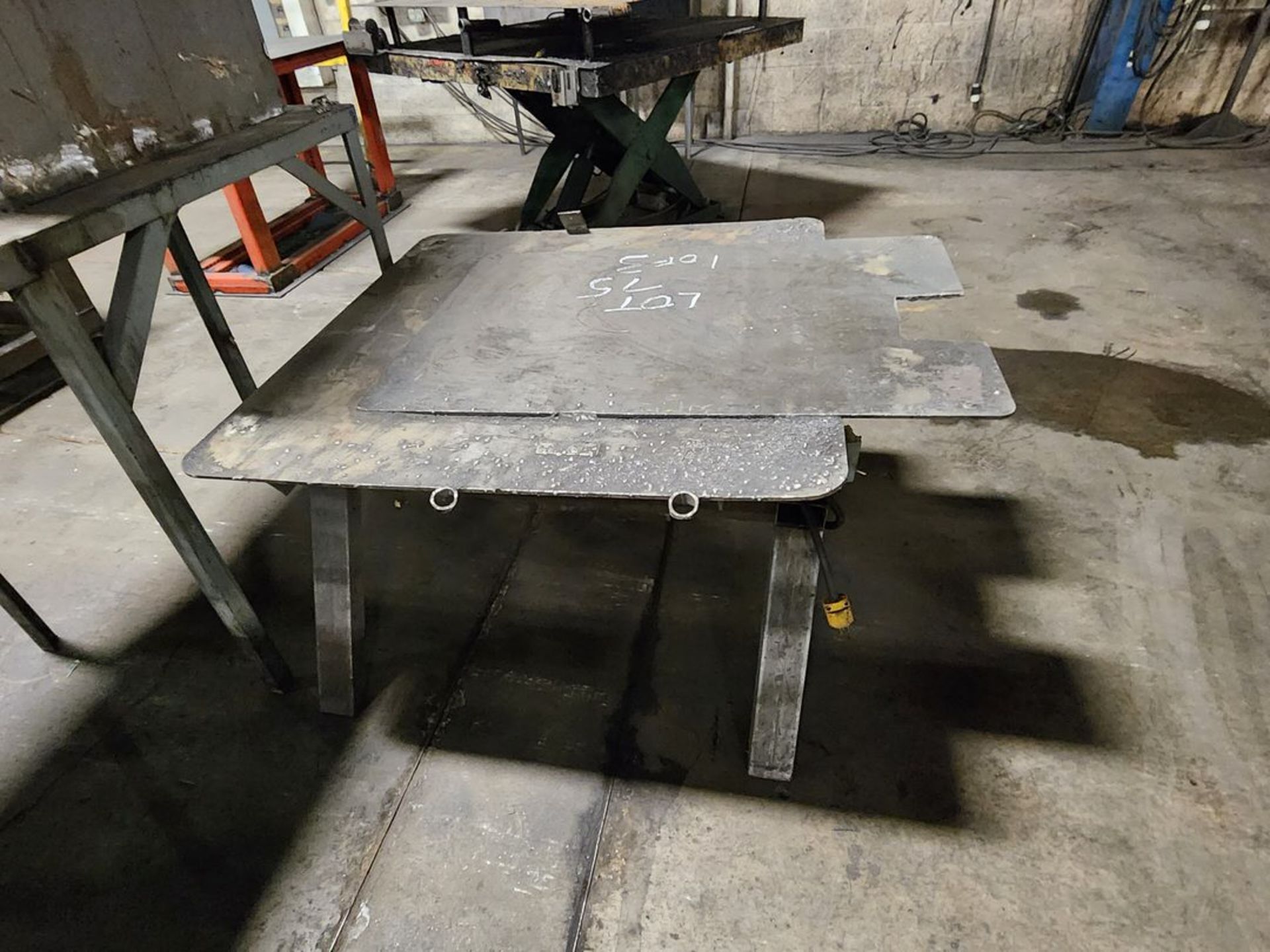 Variouis Work Shop Matl. (2) Stl Work Benches; (1) Stl Work Table W/ Hyd Lift Attached, 2-Button - Image 9 of 10