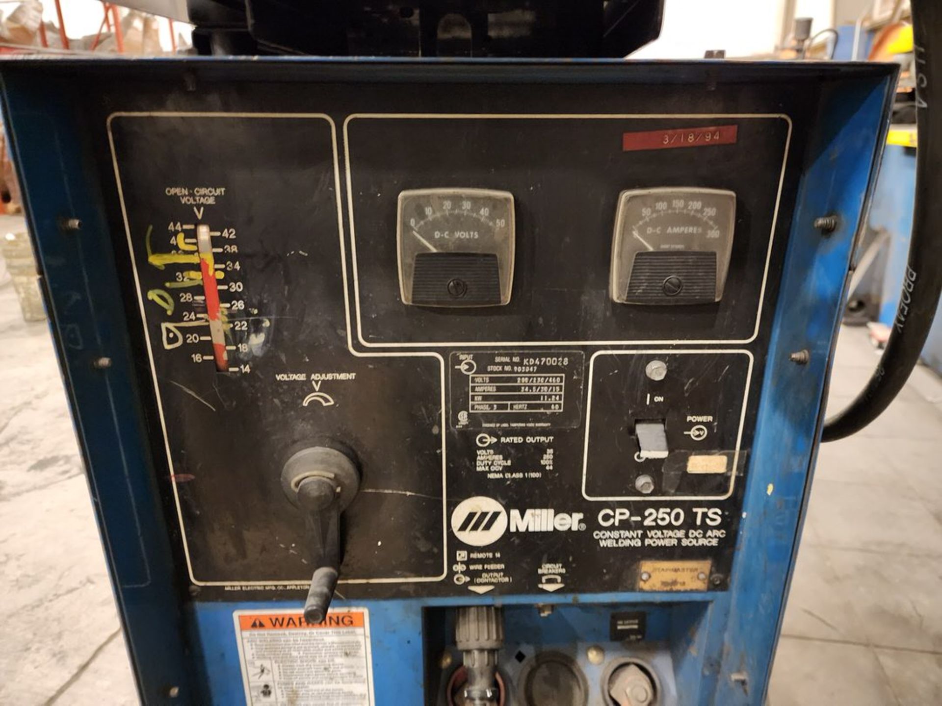 Miller CP250TS Mig Welder 200/230/460V, 34.9/26/15A, 11.24Kw, 3PH, 60HZ; W/ 20 Series ire Feeder - Image 4 of 8