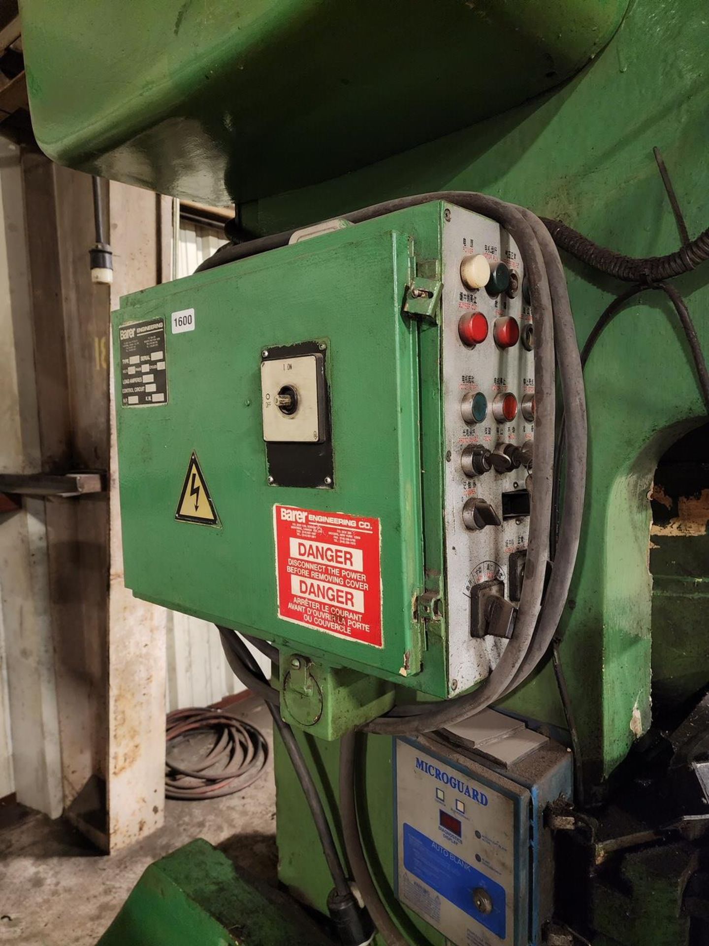 Barer JF23-60B 60 Ton Punch Press 480V, 3PH, 60HZ, Load Amp Max: 20, 110 Control Circuit - Image 7 of 13