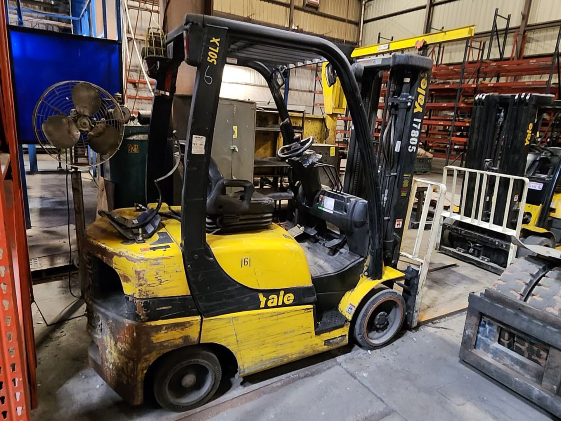 Yale GLC050LXNVAE087 LP Forklift 3-Stage Mast, W/ 72" Forks, 188" Max Lift Ht., 4800lb Cap. (Not - Image 2 of 13