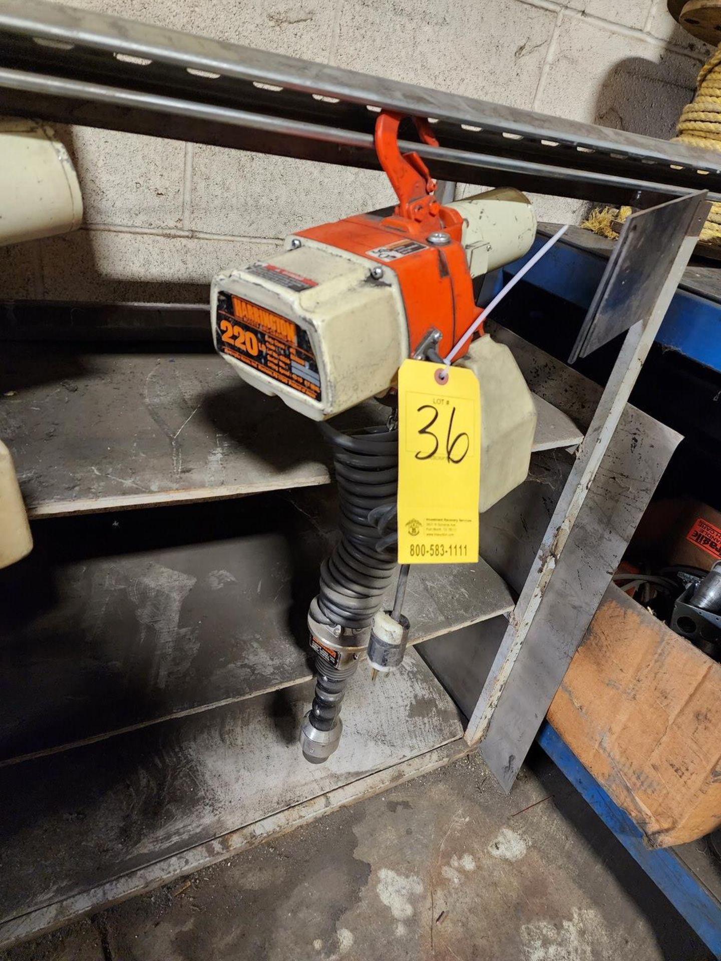 Harrington ED250DA Ele Hoist 250lb Cap; 26ft/10min, 1PH - Image 2 of 4