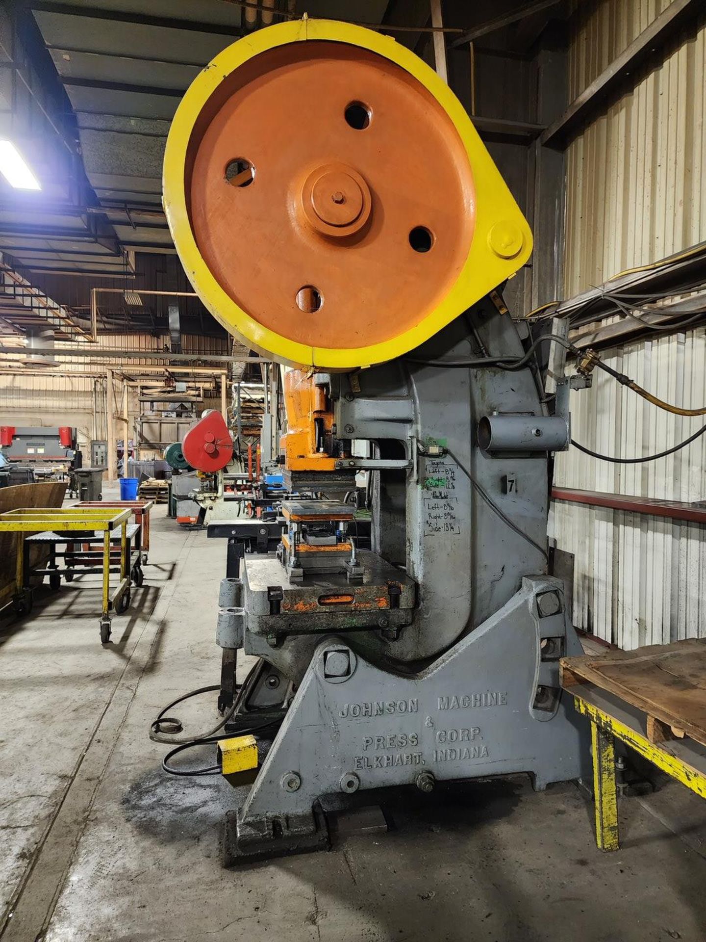 Johnson 10BG 116 Ton Punch Press 4" Stroke; W/ Foot Control; W/ Craftsman Air Compressor, 150psi@ - Image 3 of 26