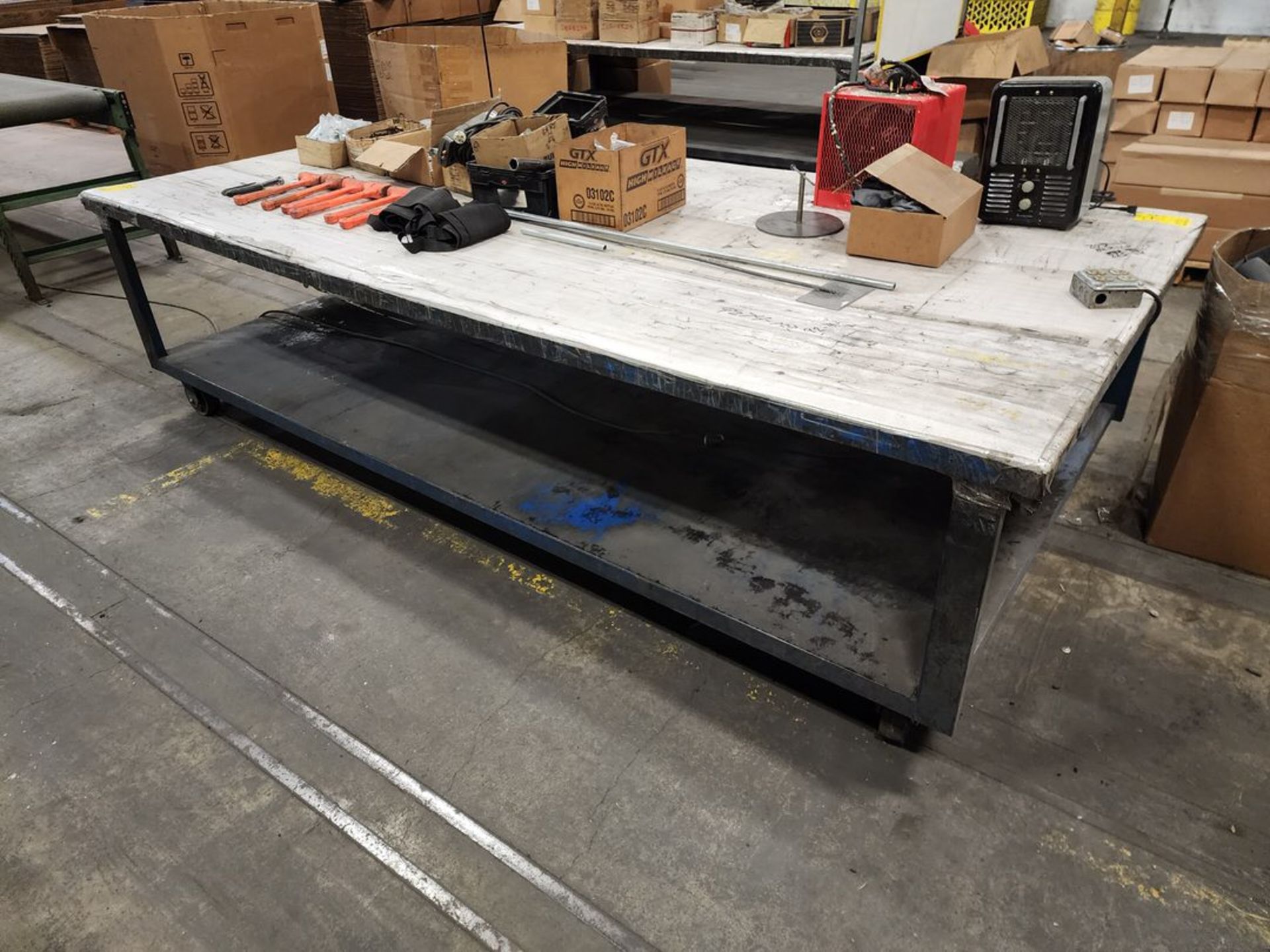 Rolling Matl. Table 120" x 60" x 32"H; To Include But Not Limited To: Heaters, Hammers, Nuts, Bolts, - Image 8 of 8