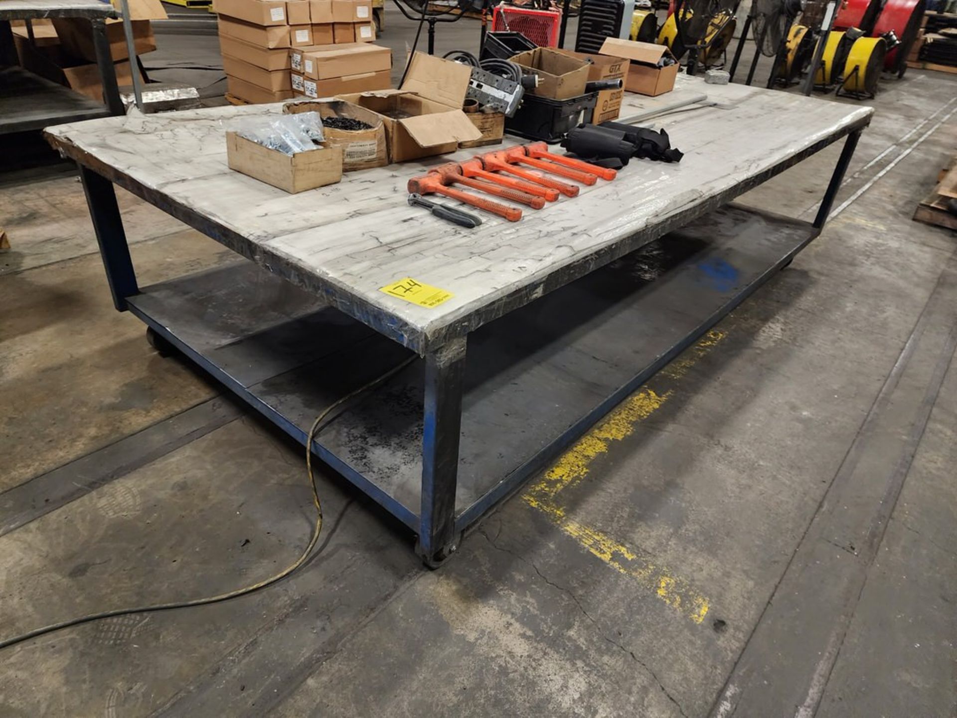 Rolling Matl. Table 120" x 60" x 32"H; To Include But Not Limited To: Heaters, Hammers, Nuts, Bolts,