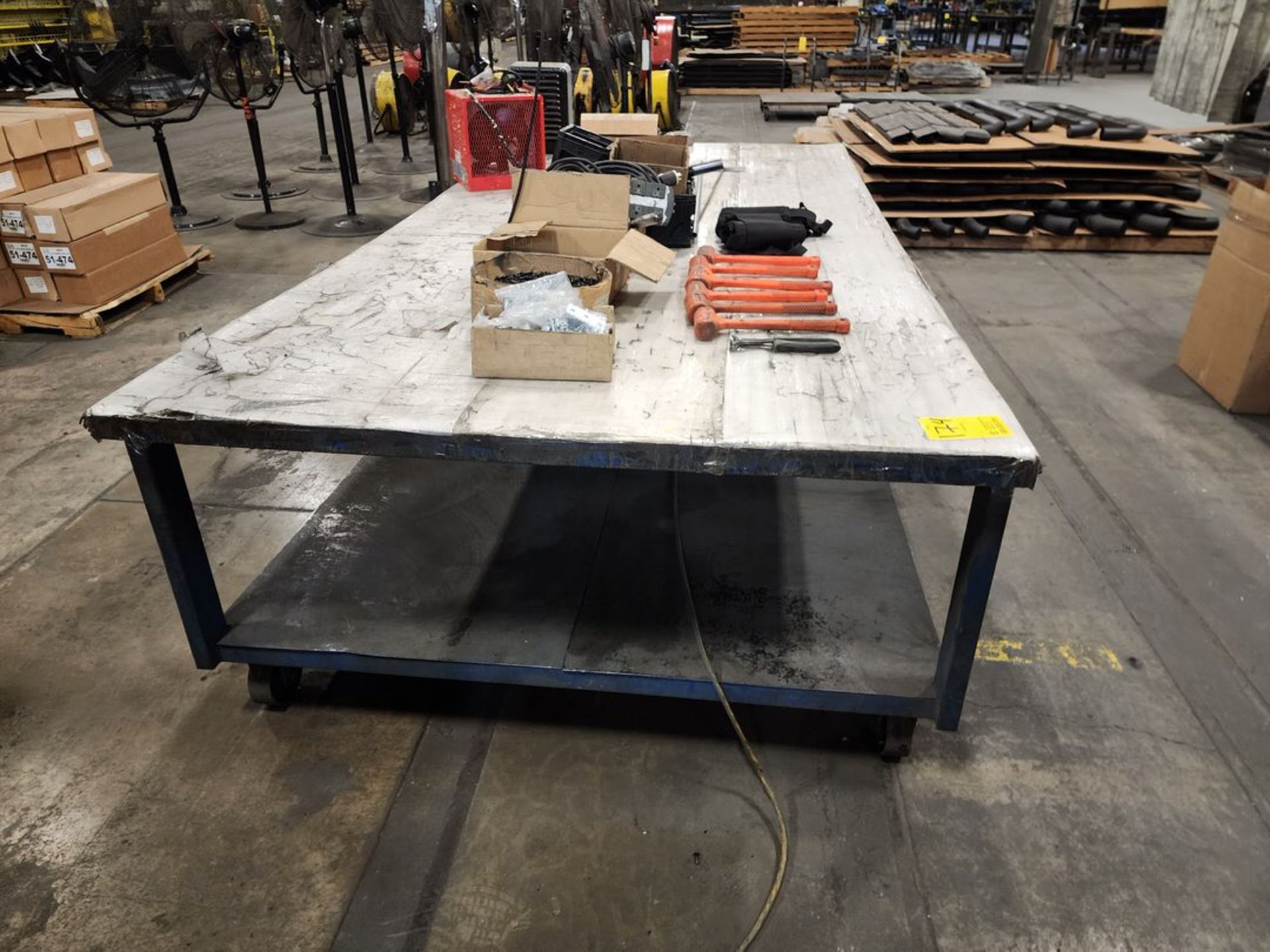 Rolling Matl. Table 120" x 60" x 32"H; To Include But Not Limited To: Heaters, Hammers, Nuts, Bolts, - Image 2 of 8