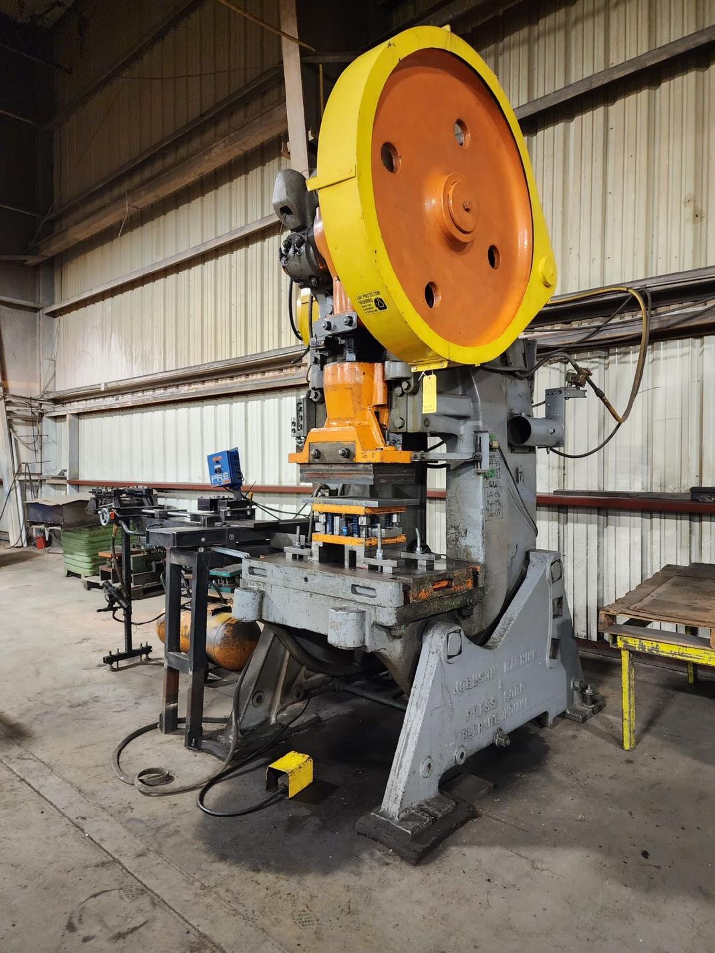 Johnson 10BG 116 Ton Punch Press 4" Stroke; W/ Foot Control; W/ Craftsman Air Compressor, 150psi@ - Image 2 of 26