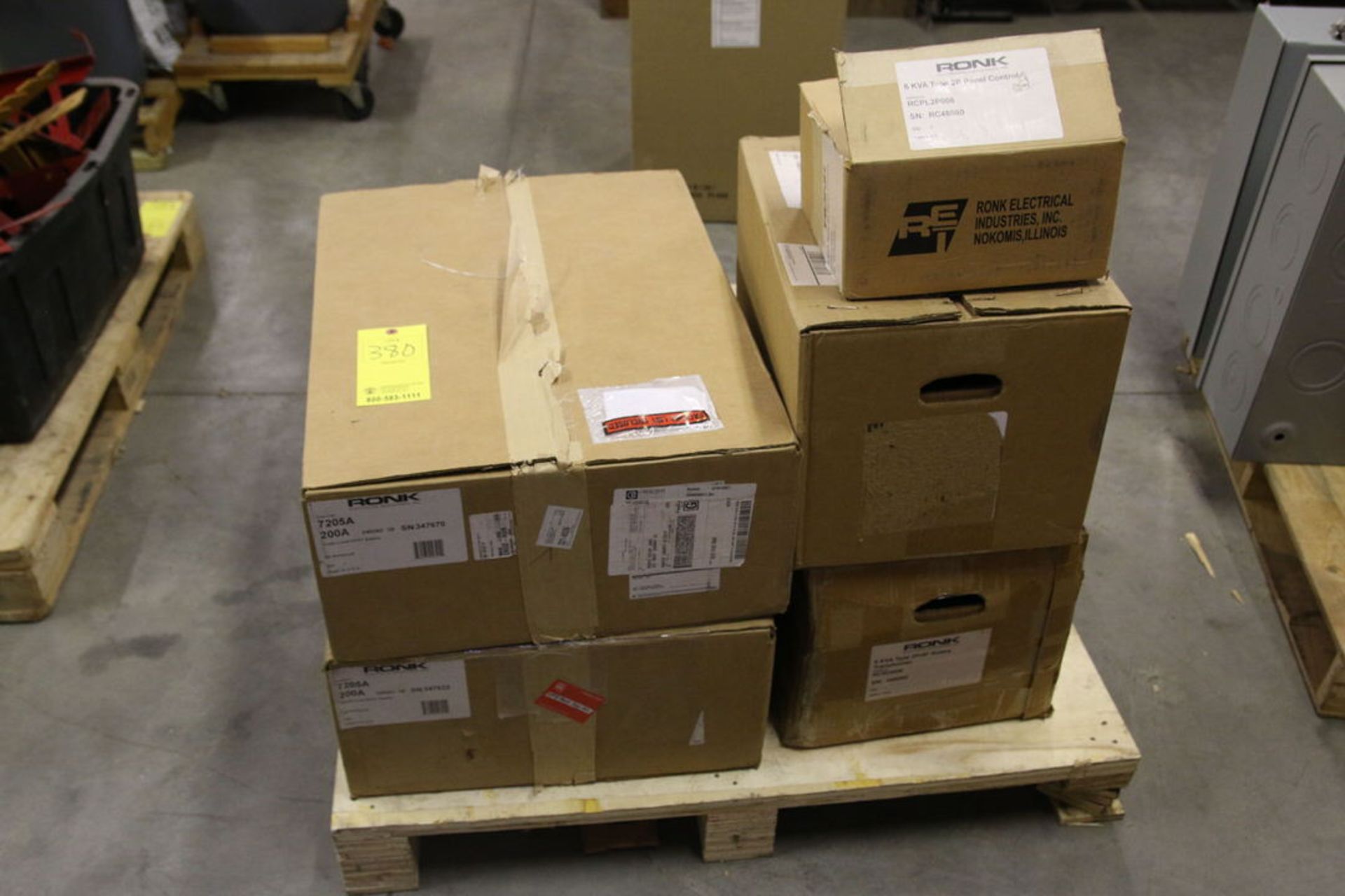 Pallet of (2) Ronk Roto-Con Mark II Transformers and (2) Switch Boxes