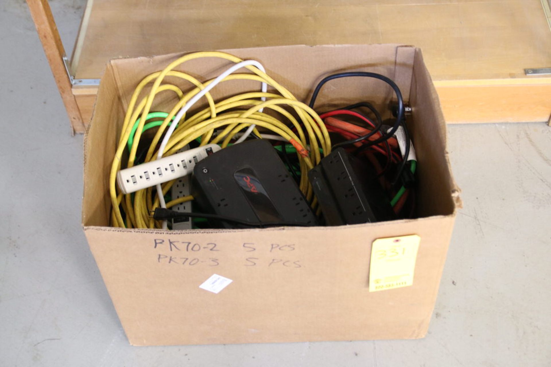 Box of Extension Cords, Battery Backups and Power Strips