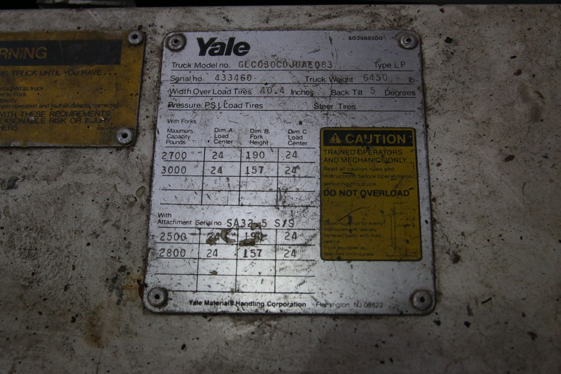 6,500 lb Capacity Yale Forklift - Image 6 of 8