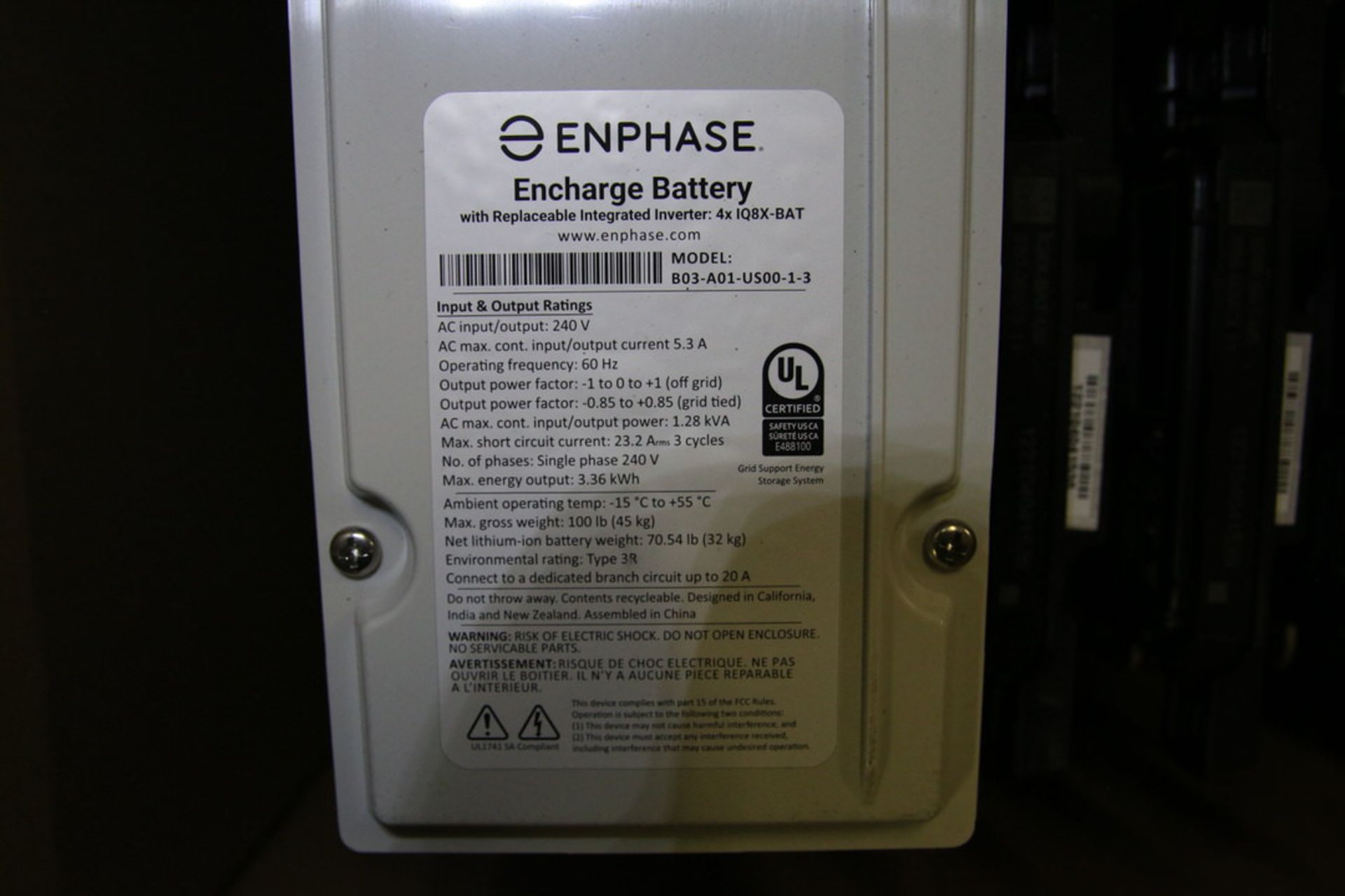 Enphase Encharge Battery with Replaceable Integrated Inverter - Image 3 of 3