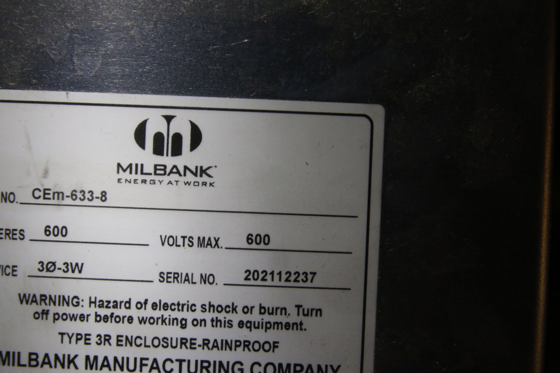Milbank Transformer Cabinet, Rated 600V Max, Empty Shell - Image 2 of 2