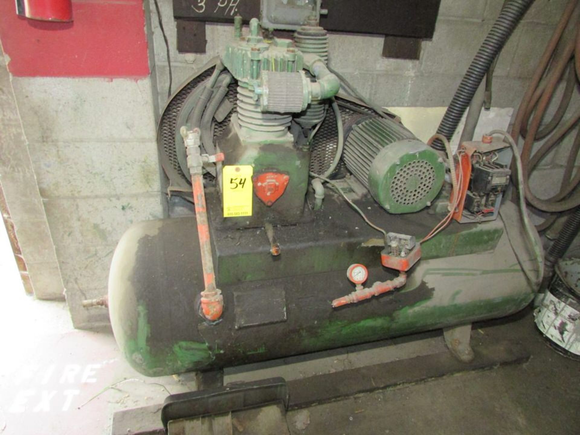 Gardner Denver 5HP Horizontal Tank Mounted Air Compressor, 3PH (Loc. Maint. Bldg.)