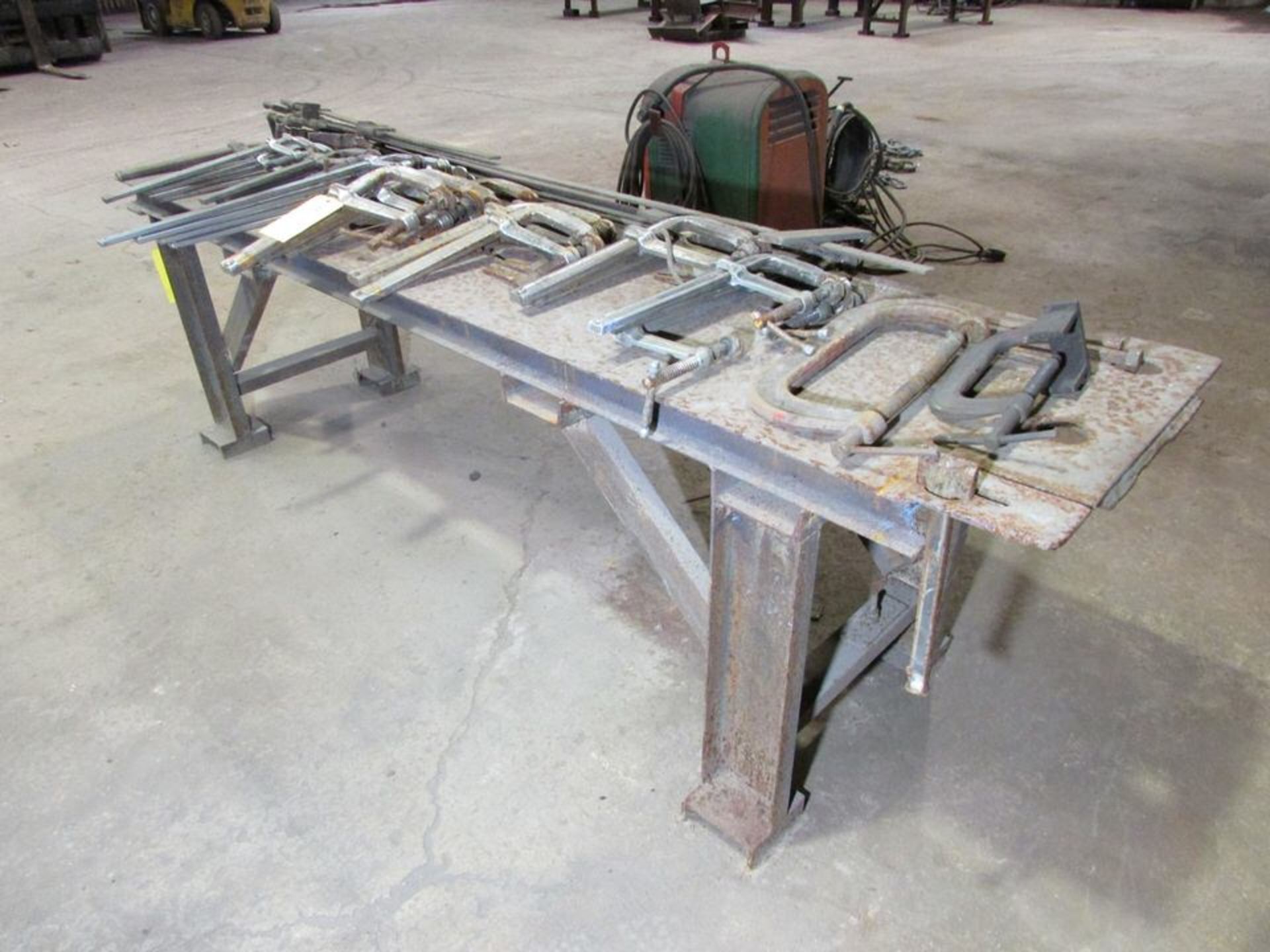 (3) 8'x25" Steel Fab. Tables; with 6" Benchtop Vise (Loc. Bldg. 1) - Image 3 of 4