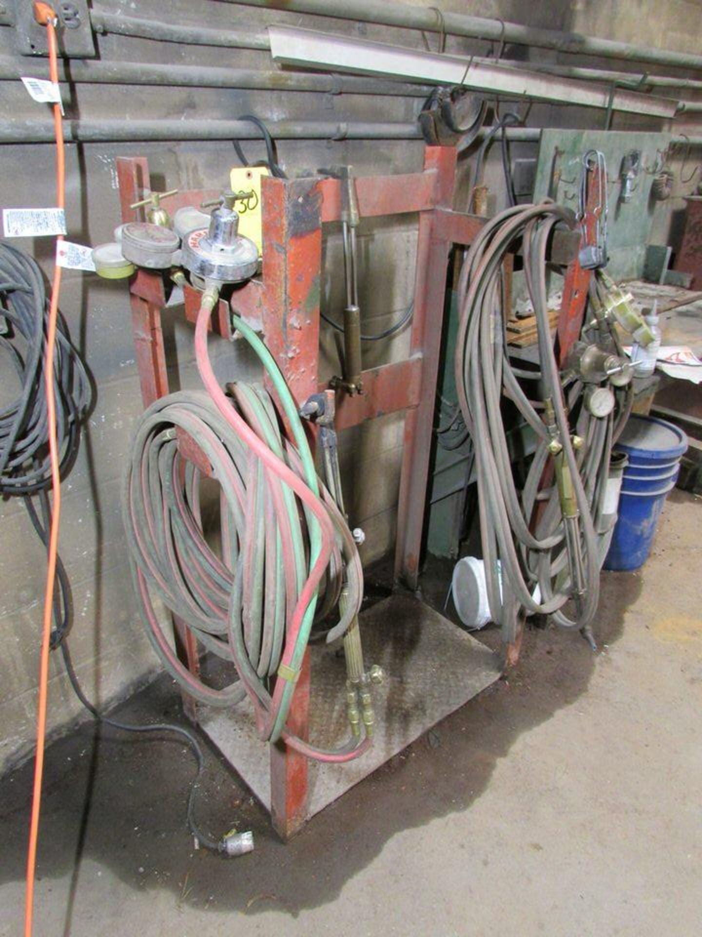 (2) Oxy Acetylene Cylinder Torch Racks; With Torch Hose, (7) Pressure Regulators and (4) Torches ( - Image 4 of 9