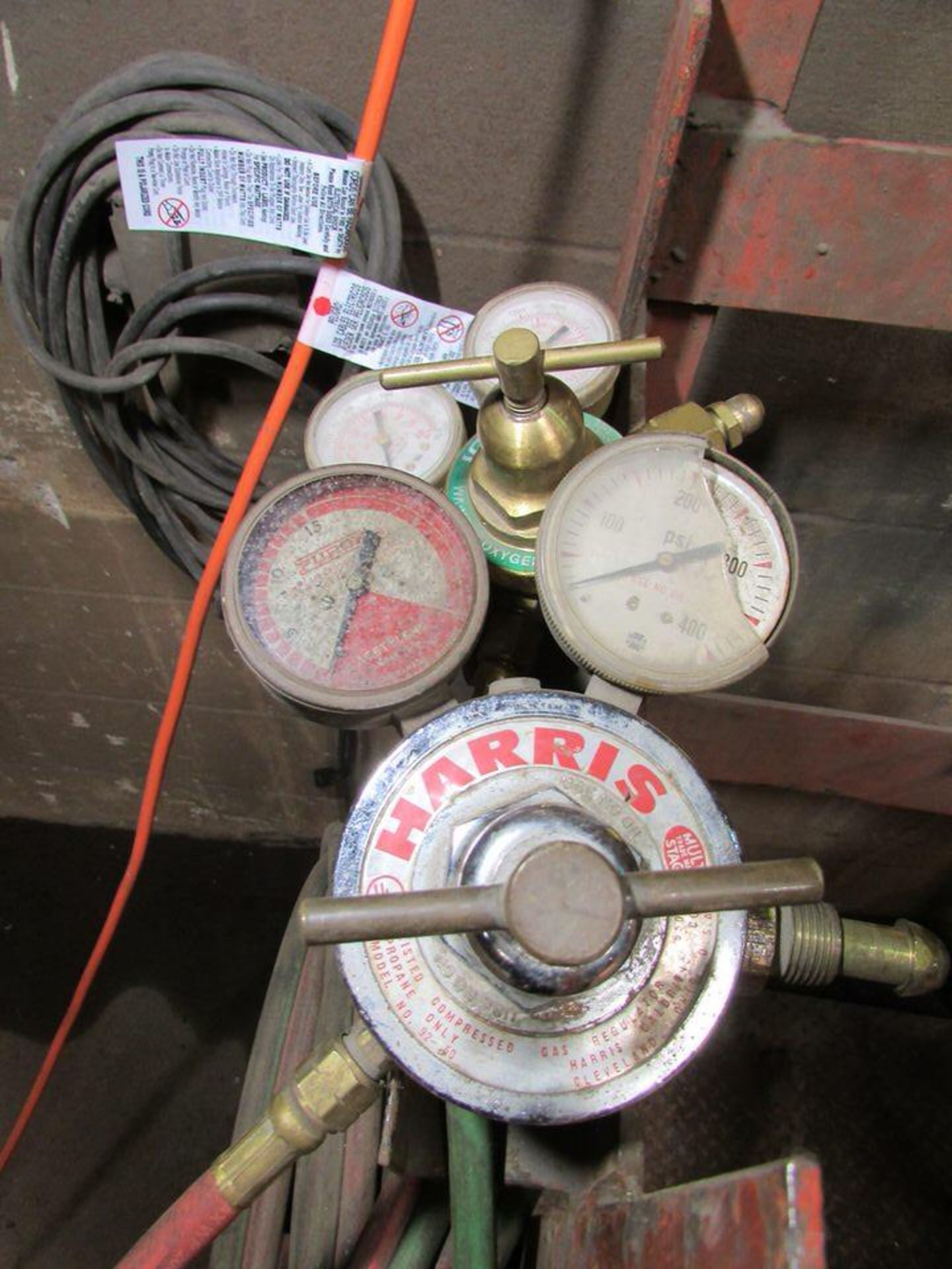 (2) Oxy Acetylene Cylinder Torch Racks; With Torch Hose, (7) Pressure Regulators and (4) Torches ( - Image 9 of 9