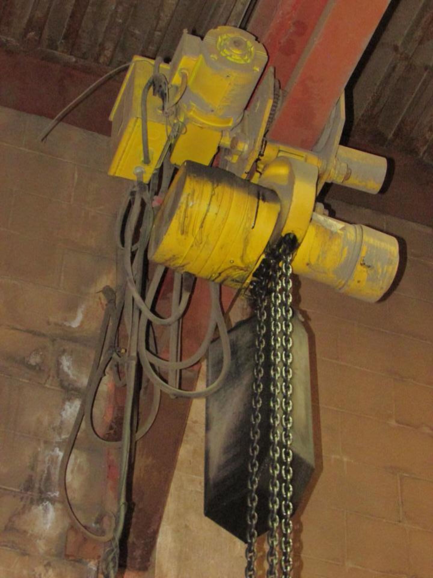 Budgit 3-Ton Electric Chain Hoist; with Motorized I-Beam Trolley and 4-Button Control Pendant ( - Image 2 of 4