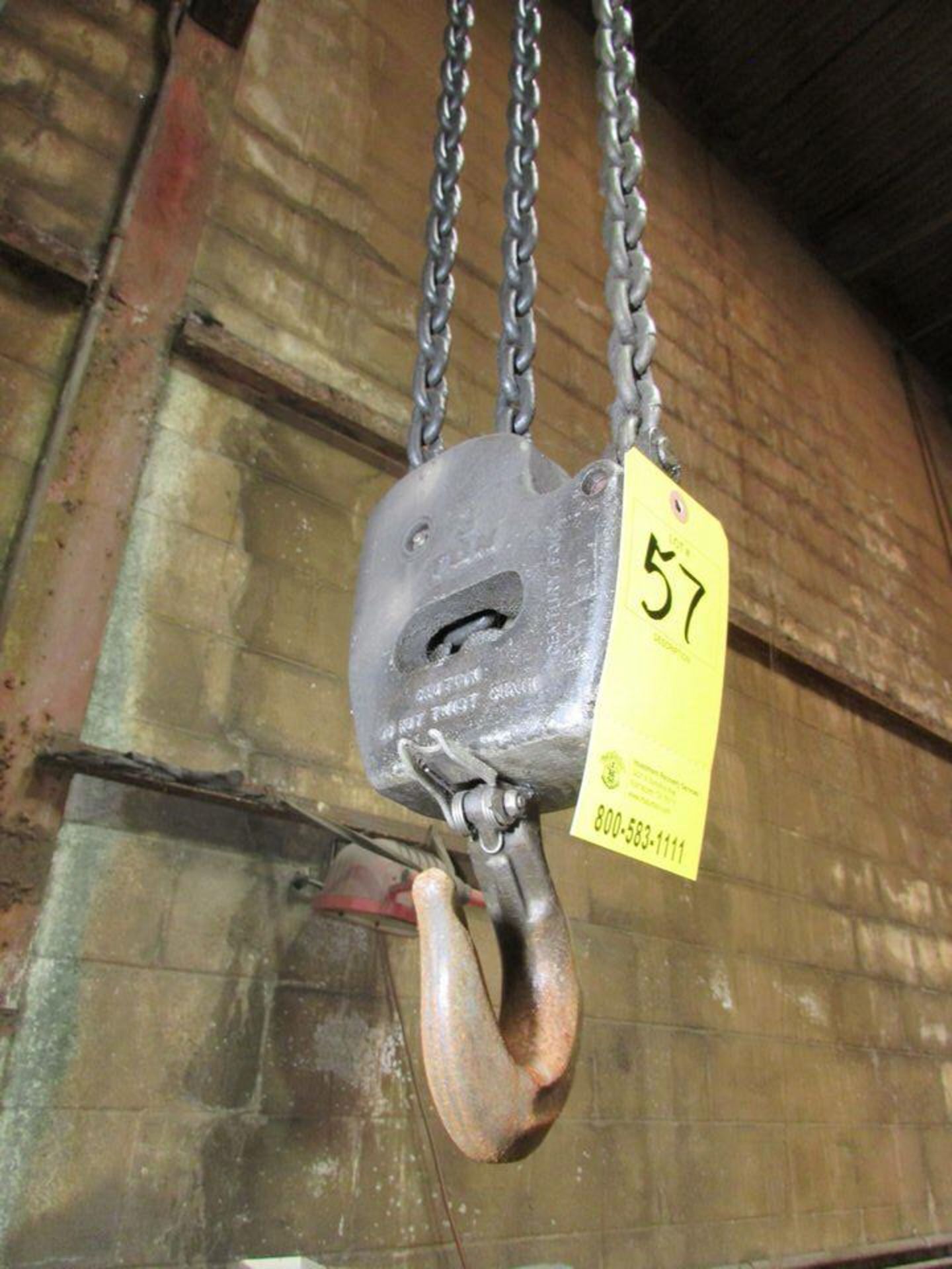 Budgit 3-Ton Electric Chain Hoist; with Motorized I-Beam Trolley and 4-Button Control Pendant ( - Image 3 of 4