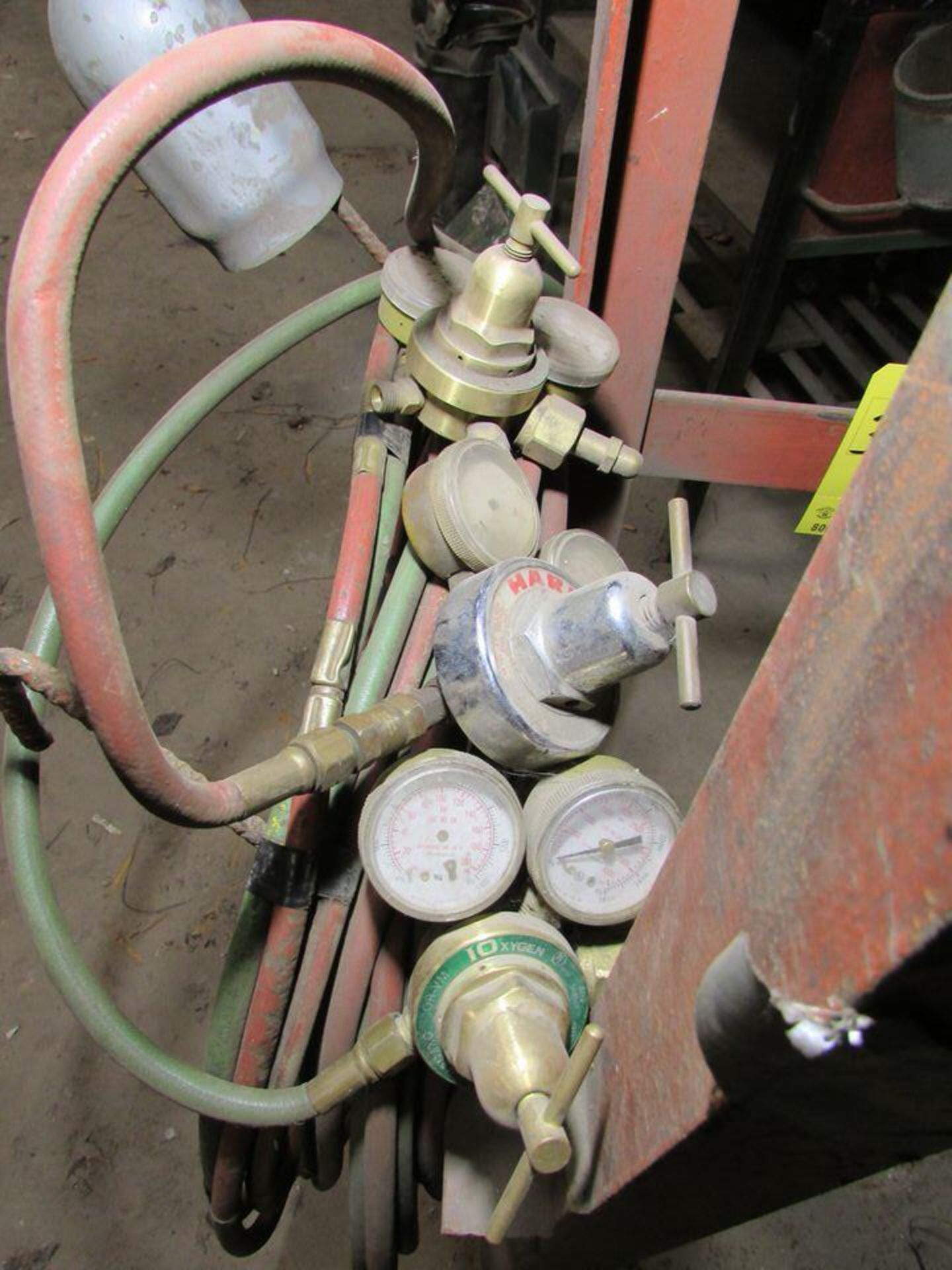 (2) Oxy Acetylene Cylinder Torch Racks; With Torch Hose, (7) Pressure Regulators and (4) Torches ( - Image 3 of 9