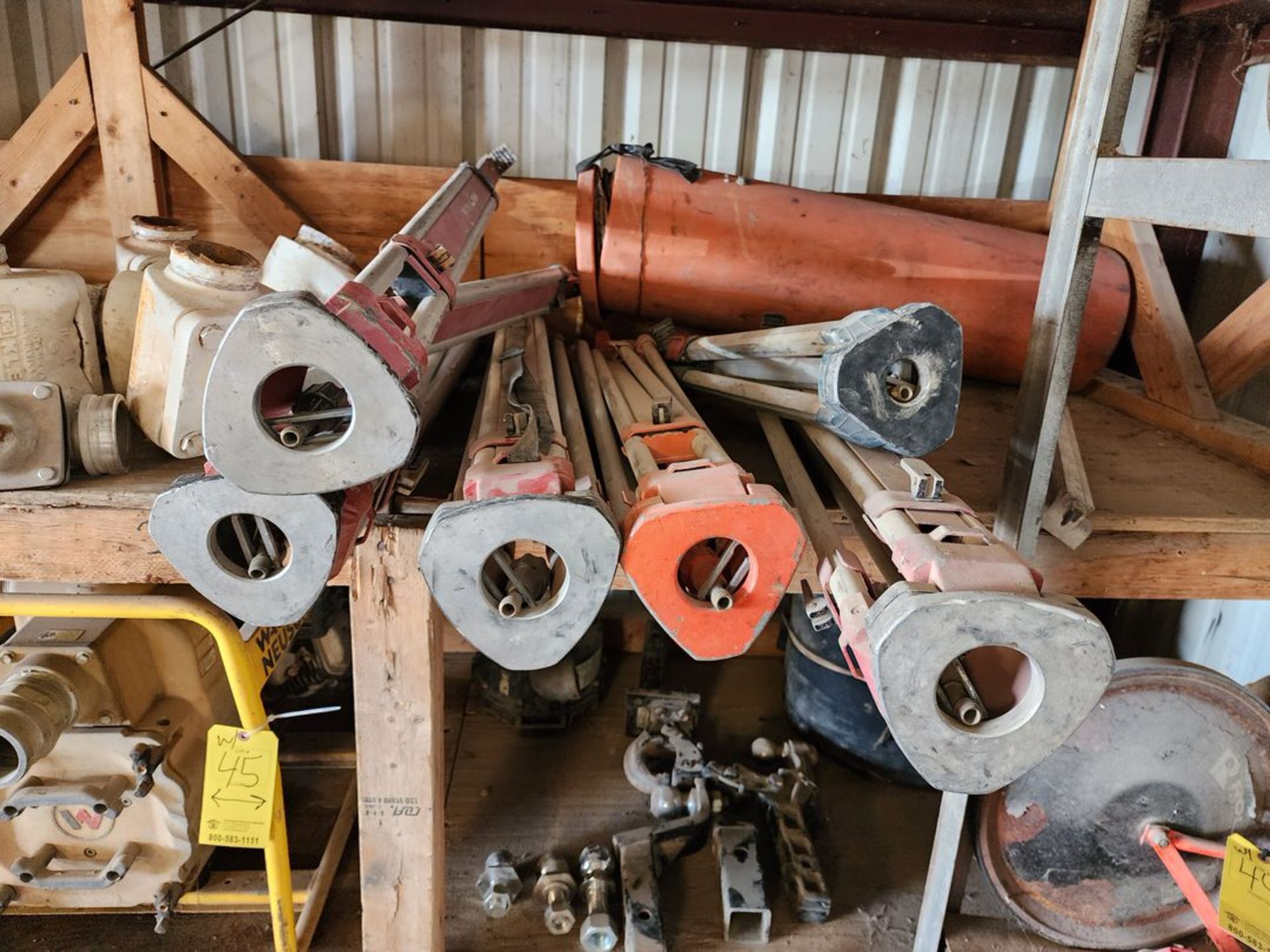 Contents Of Rack (2) 6" PVC Sewer Pipe Jts; Assorted Wrenches; Troy-Bilt Pump; Walker Neuson PT3 - Image 50 of 63