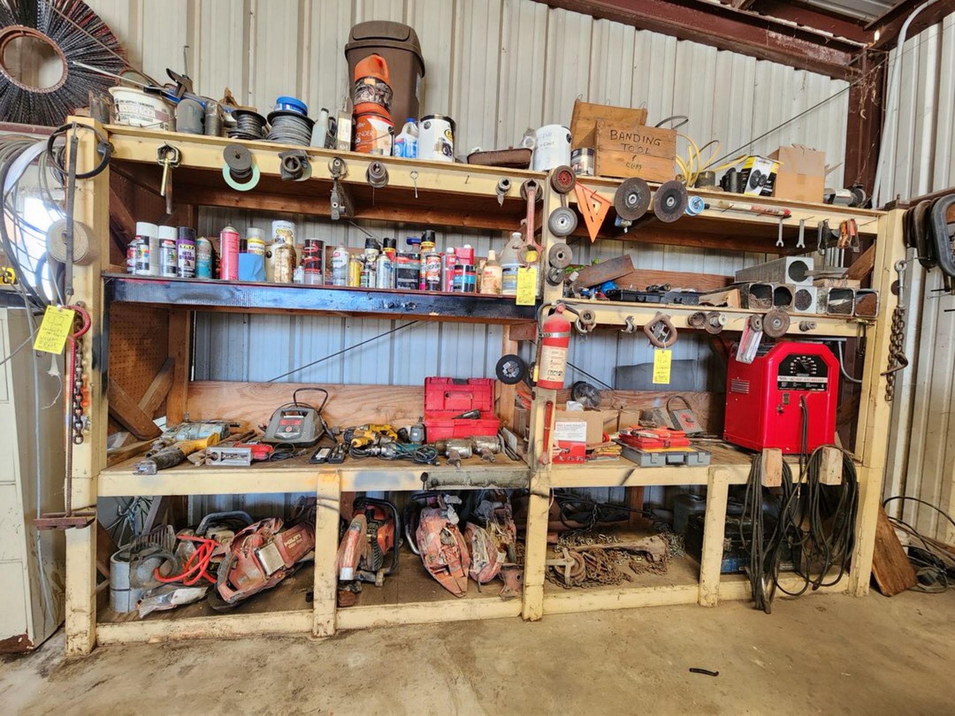 Contents Of Rack To Include But Not Limited To: (Welder Excluded) Assorted Power Tools; Drills;
