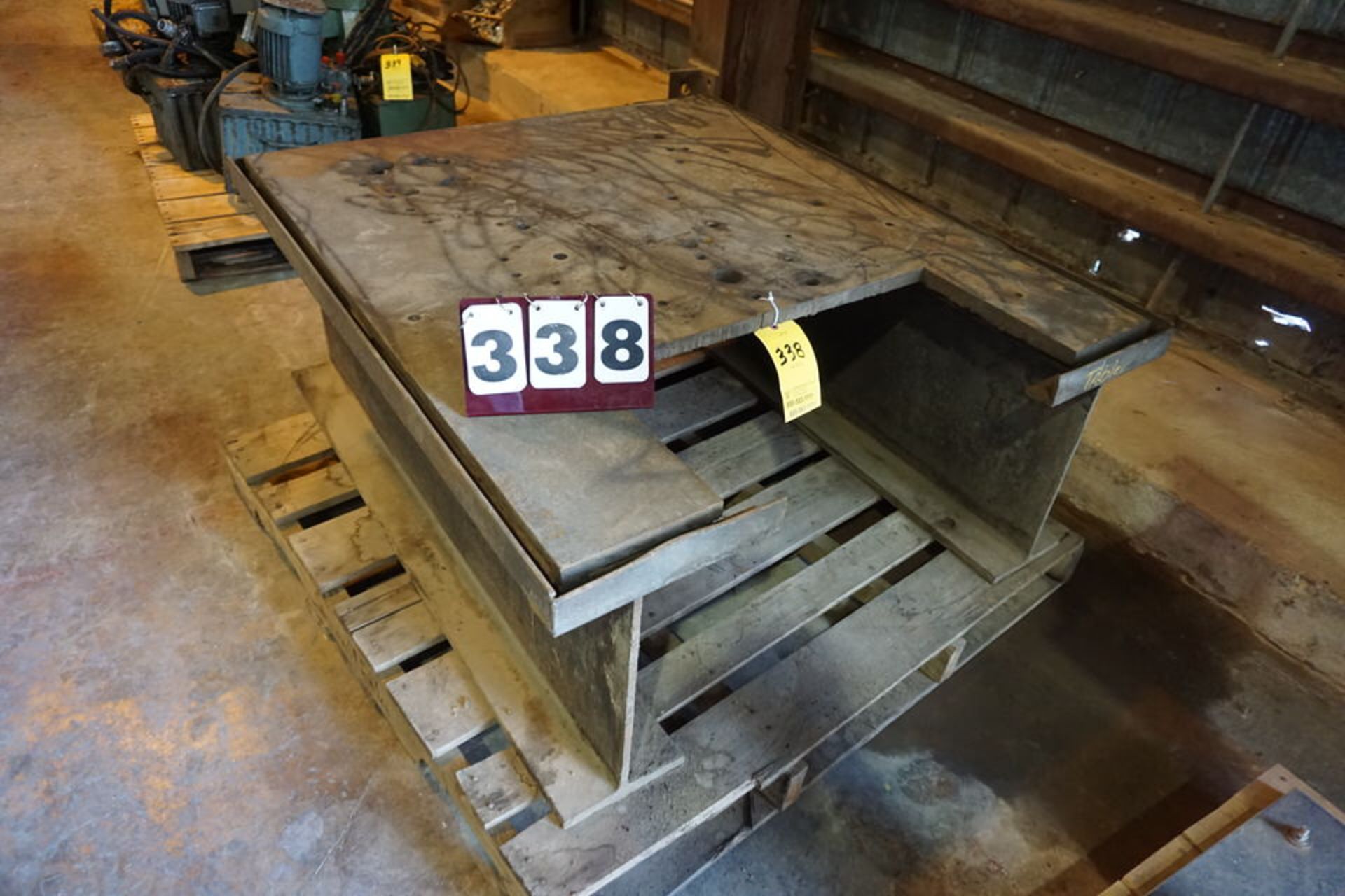 SHOP BUILT TABLE FOR RADIAL ARM DRILL 36" X 42" X 20' HIGH