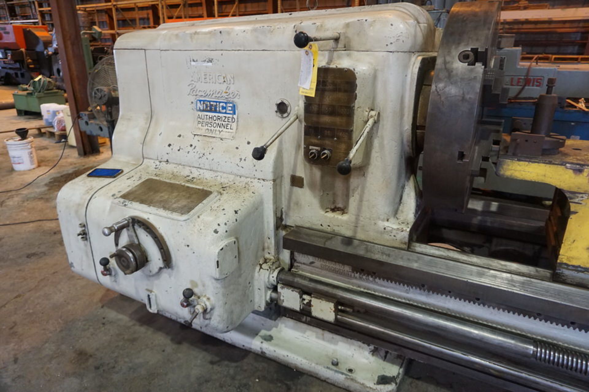 AMERICAN PACEMAKER ENGINE LATHE, 22" SWING X 204' CENTERS, 36" 4 JAW CHUCK, STEADY REST, TAPER - Image 3 of 12