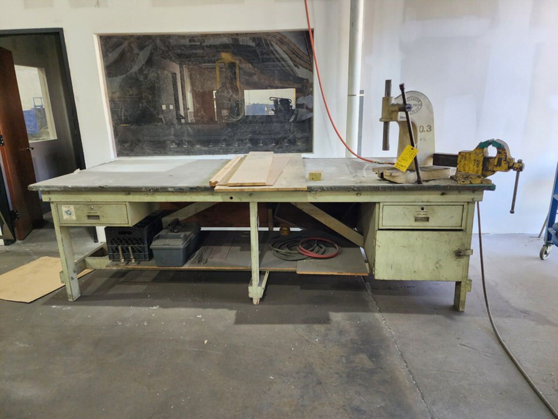 Work Table W/ Greenerd 3-ton Arbor Press; W/ 4" Vise