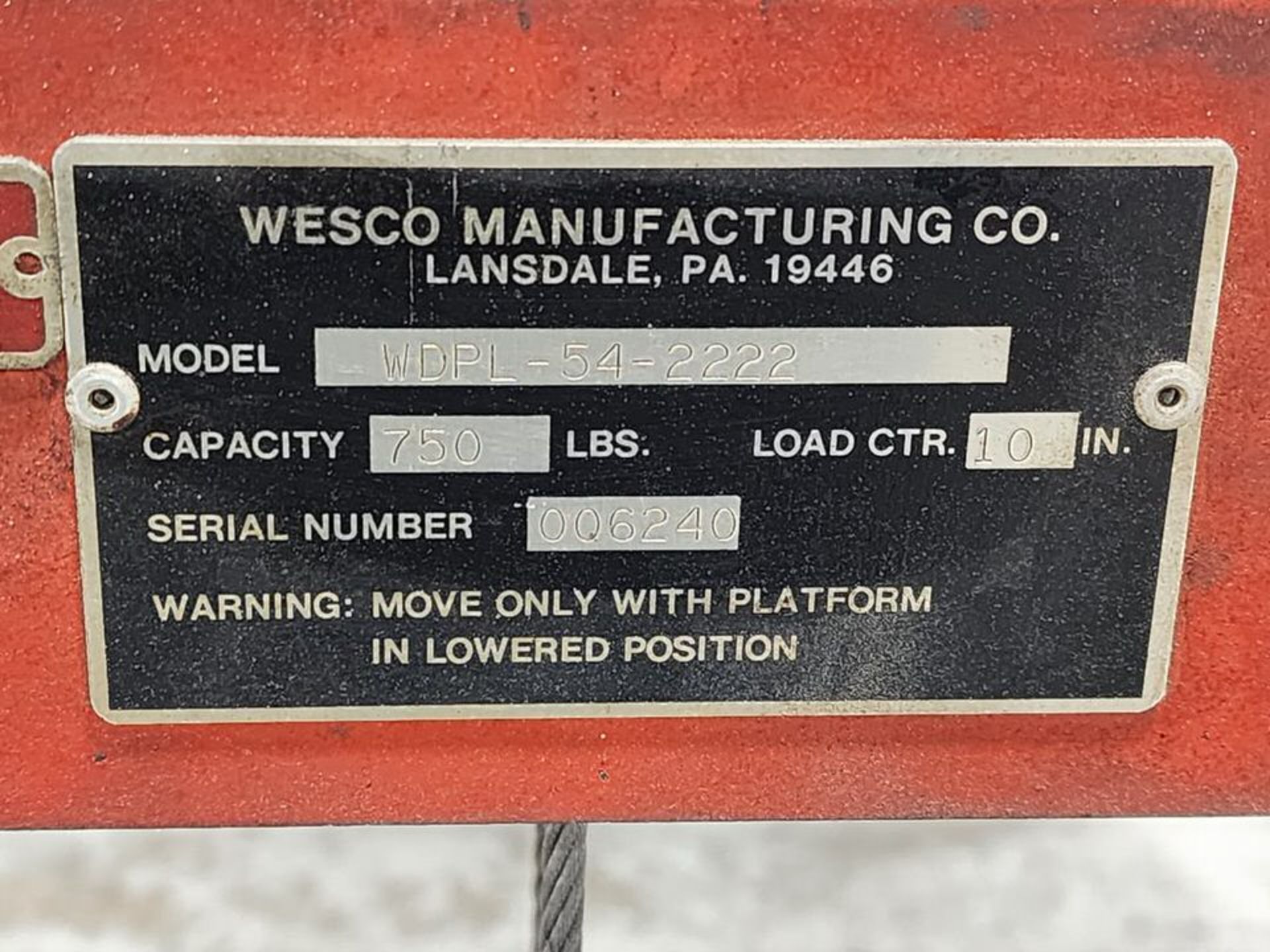 Wesco WDPL-54-2222 Platform Stacker 750lb Cap. - Image 4 of 4