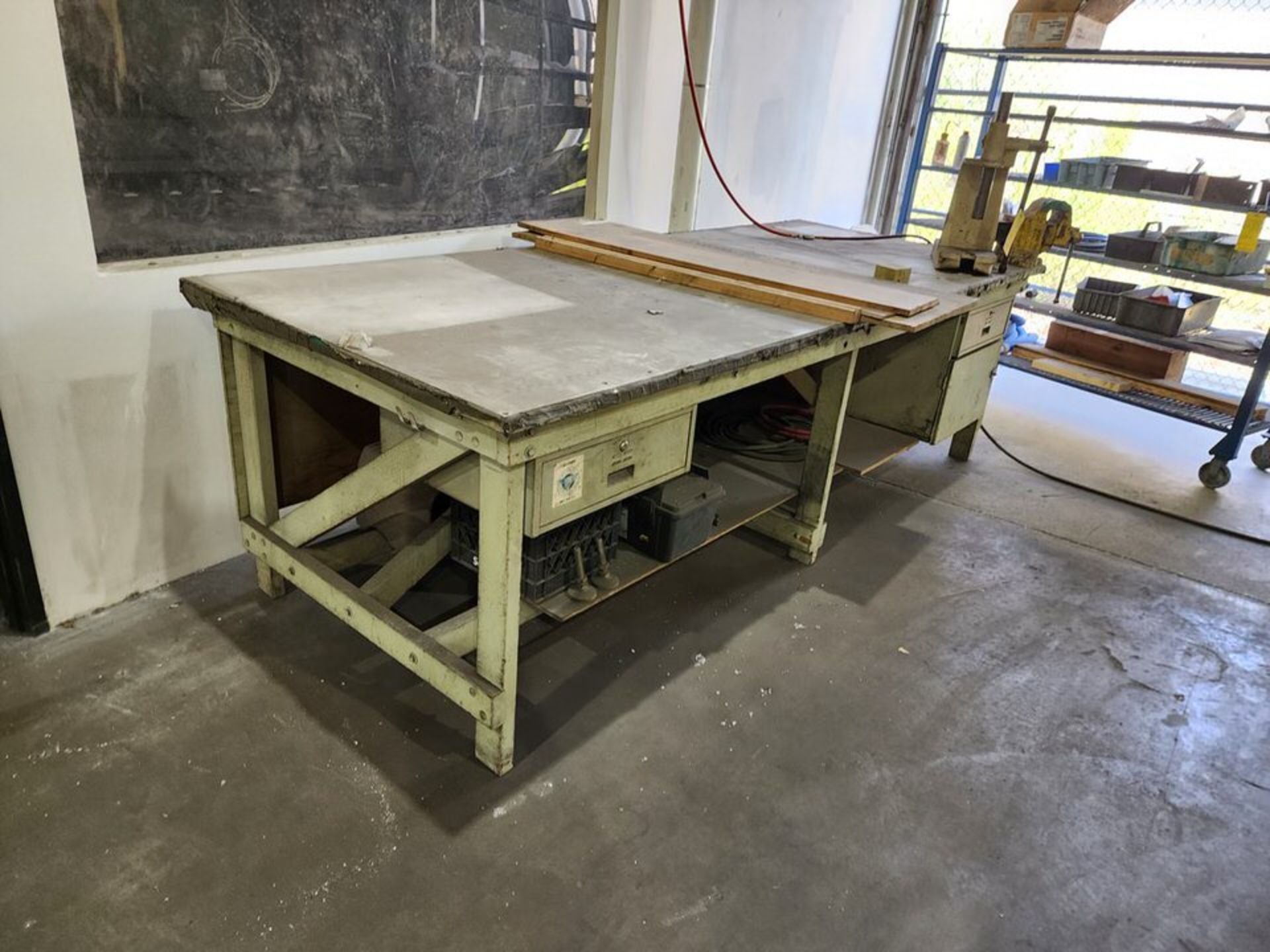 Work Table W/ Greenerd 3-ton Arbor Press; W/ 4" Vise - Image 3 of 8