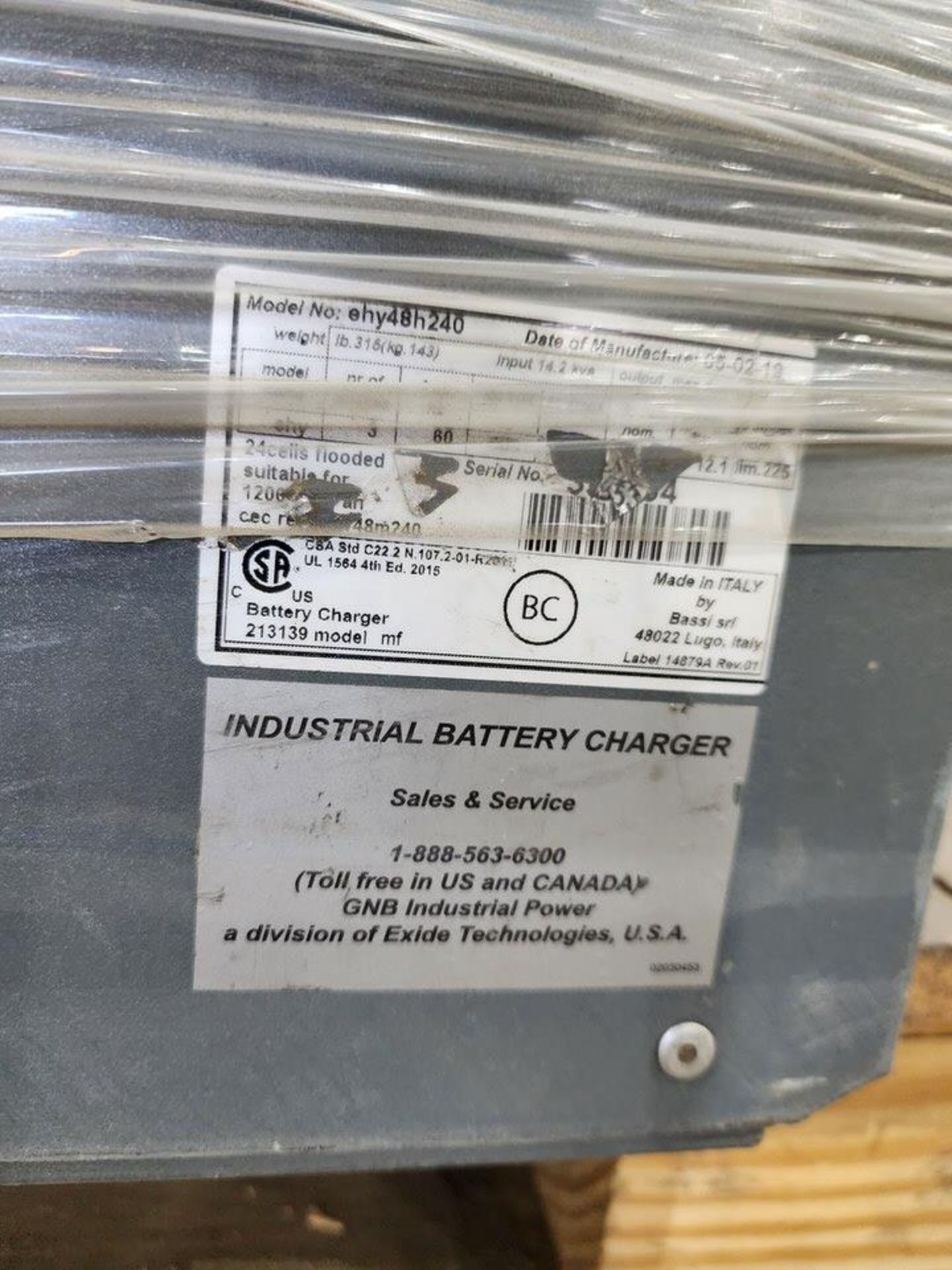 2019 EHY EHY48H240 (2) Industrial Chargers 3PH, 60HZ - Image 6 of 7