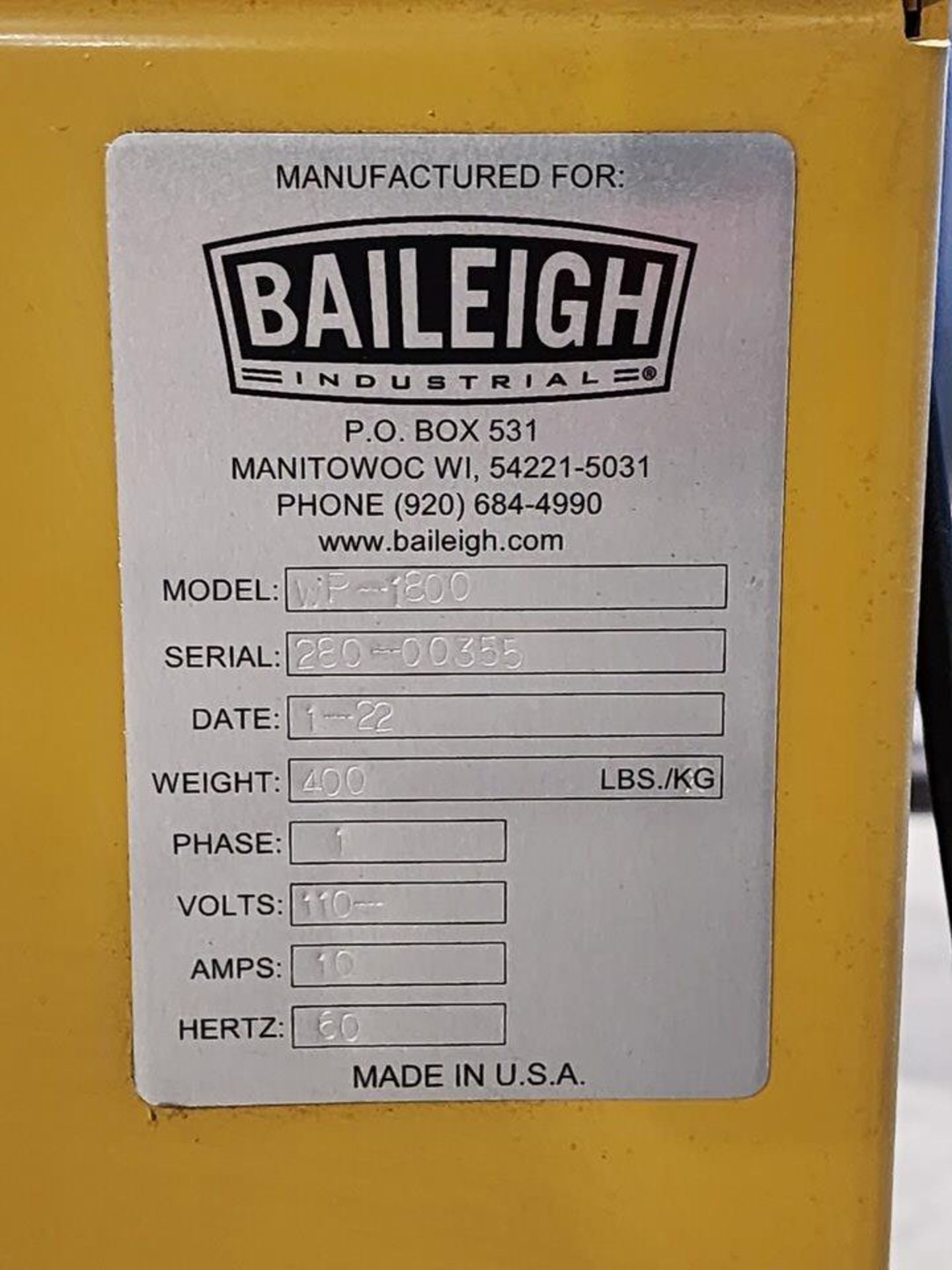 2022 Baleigh WP-1800 Positioner 1PH, 10A, 110V, 60HZ - Image 12 of 12