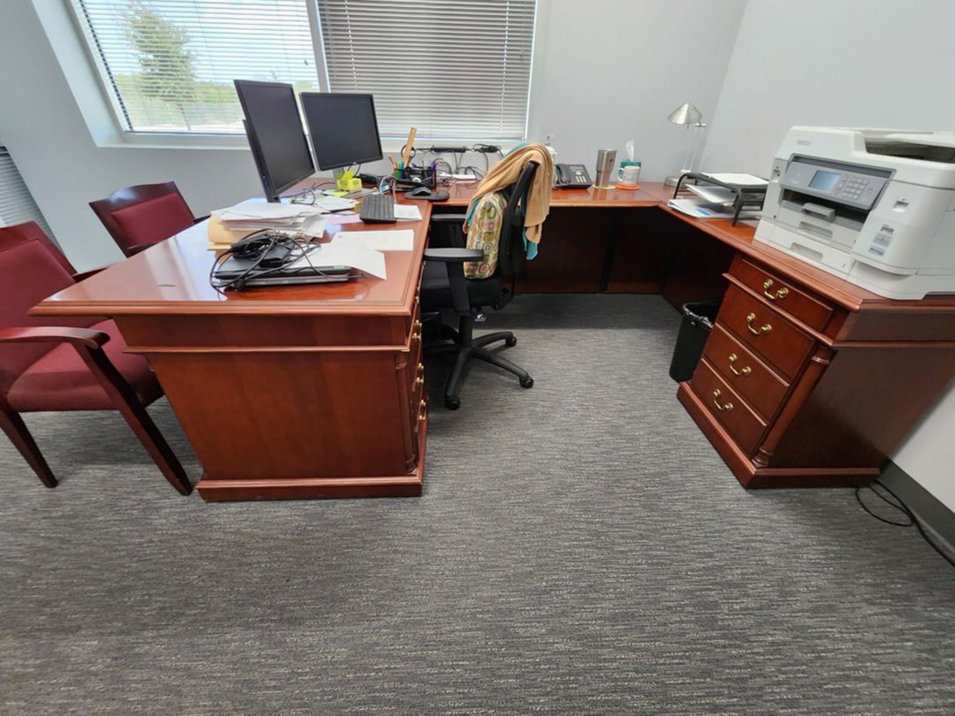Office Furniture To Include But Not Limited To: Desk, Monitors, Keyboard & Mouse, etc. - Image 8 of 11