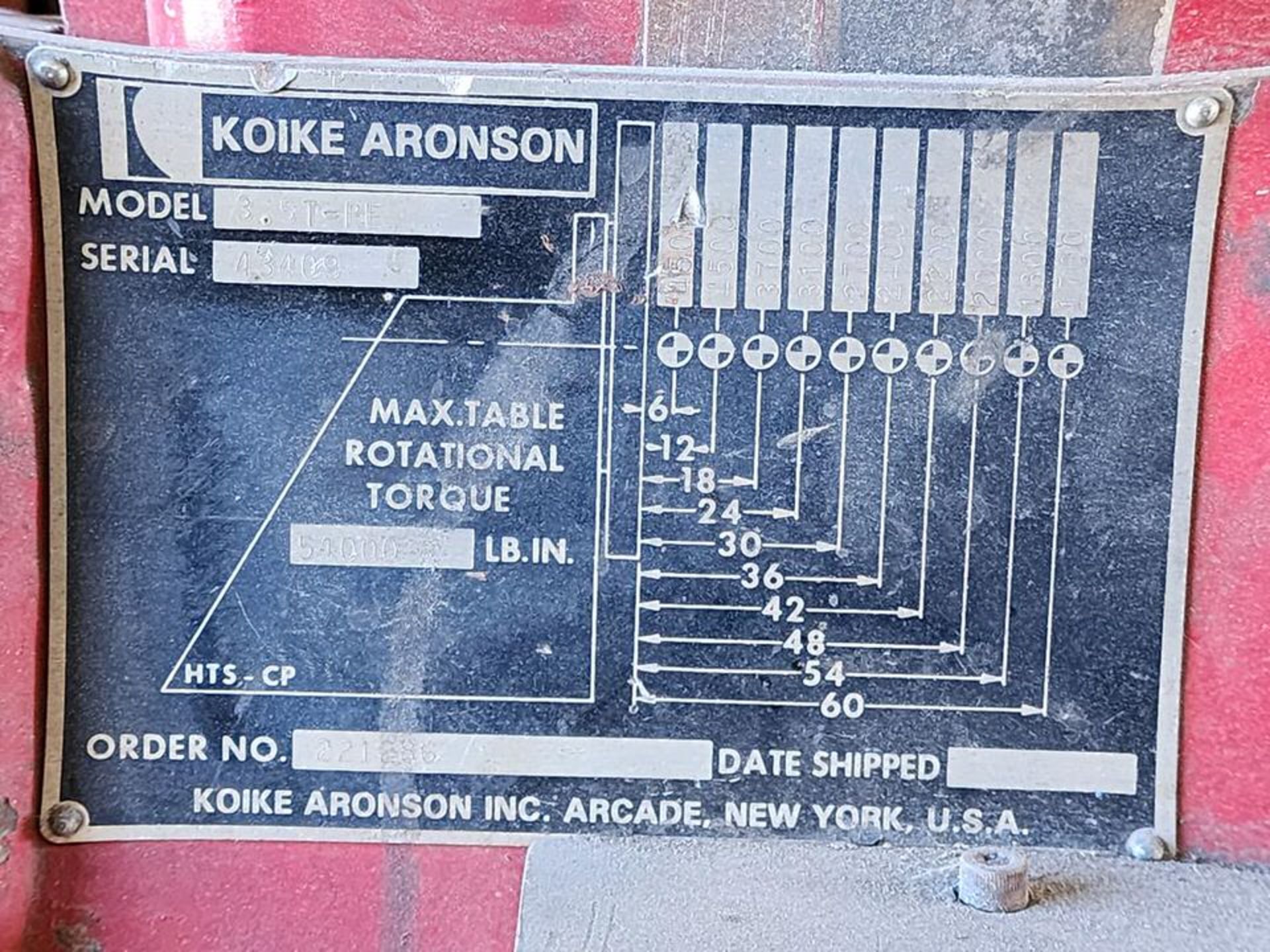 Koike Aronson 3.5T-PE Welding Positioner 480V, 3PH, 60HZ; W/ Miller Deltaweld 452 Welder W/ Miller - Image 21 of 27