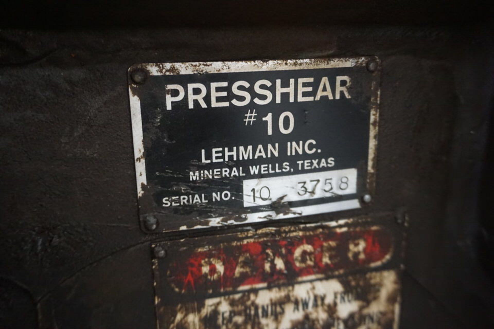 Lehmar #10 Press/Shear (LOCATION: Alvarado, TX) - Image 6 of 6