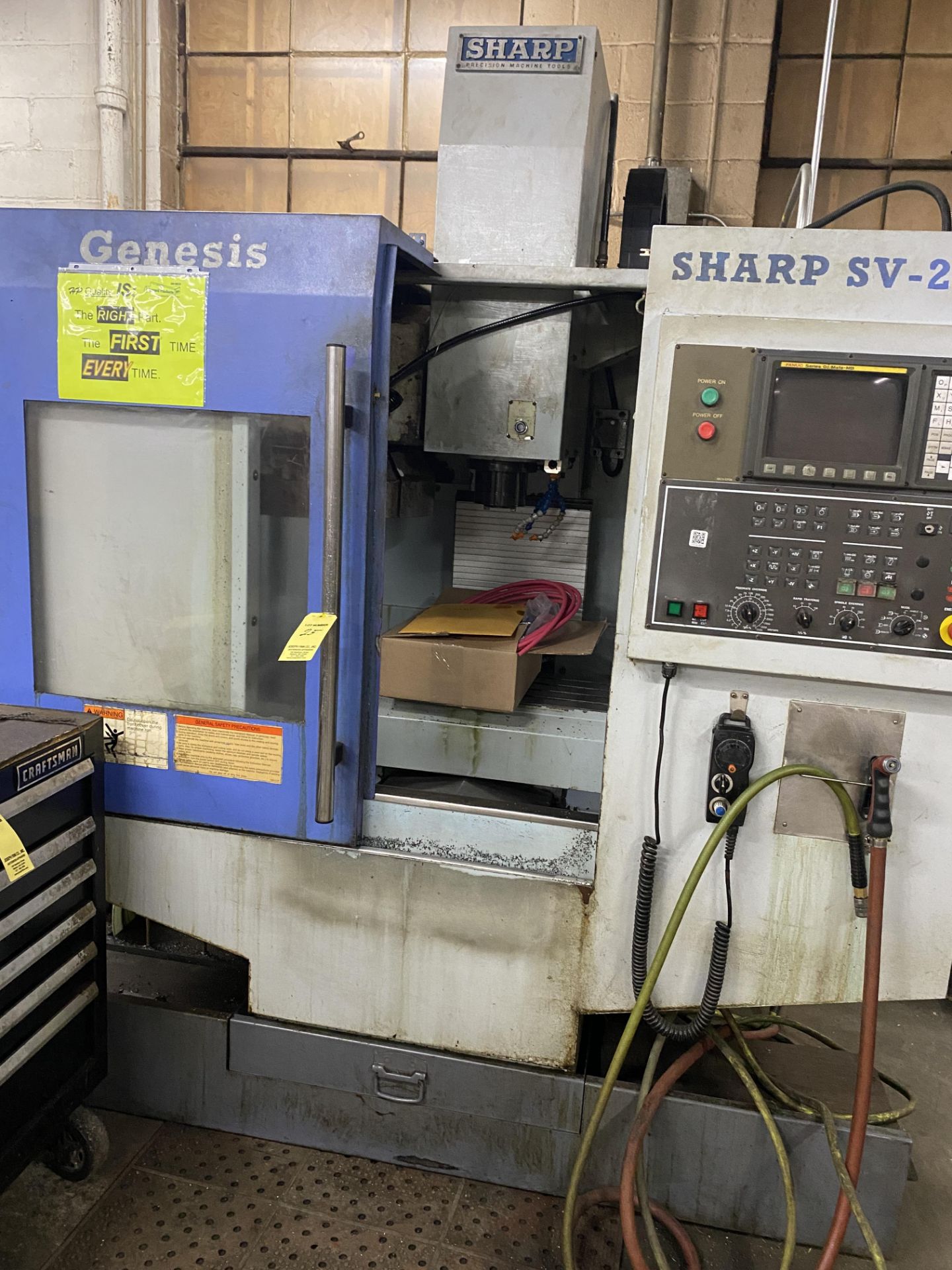 (1) 2004 Sharp Genesis SV-2412 CNC Vertical Machining Center s/n 21200185, Fanuc Oi-Mate-MB CNC