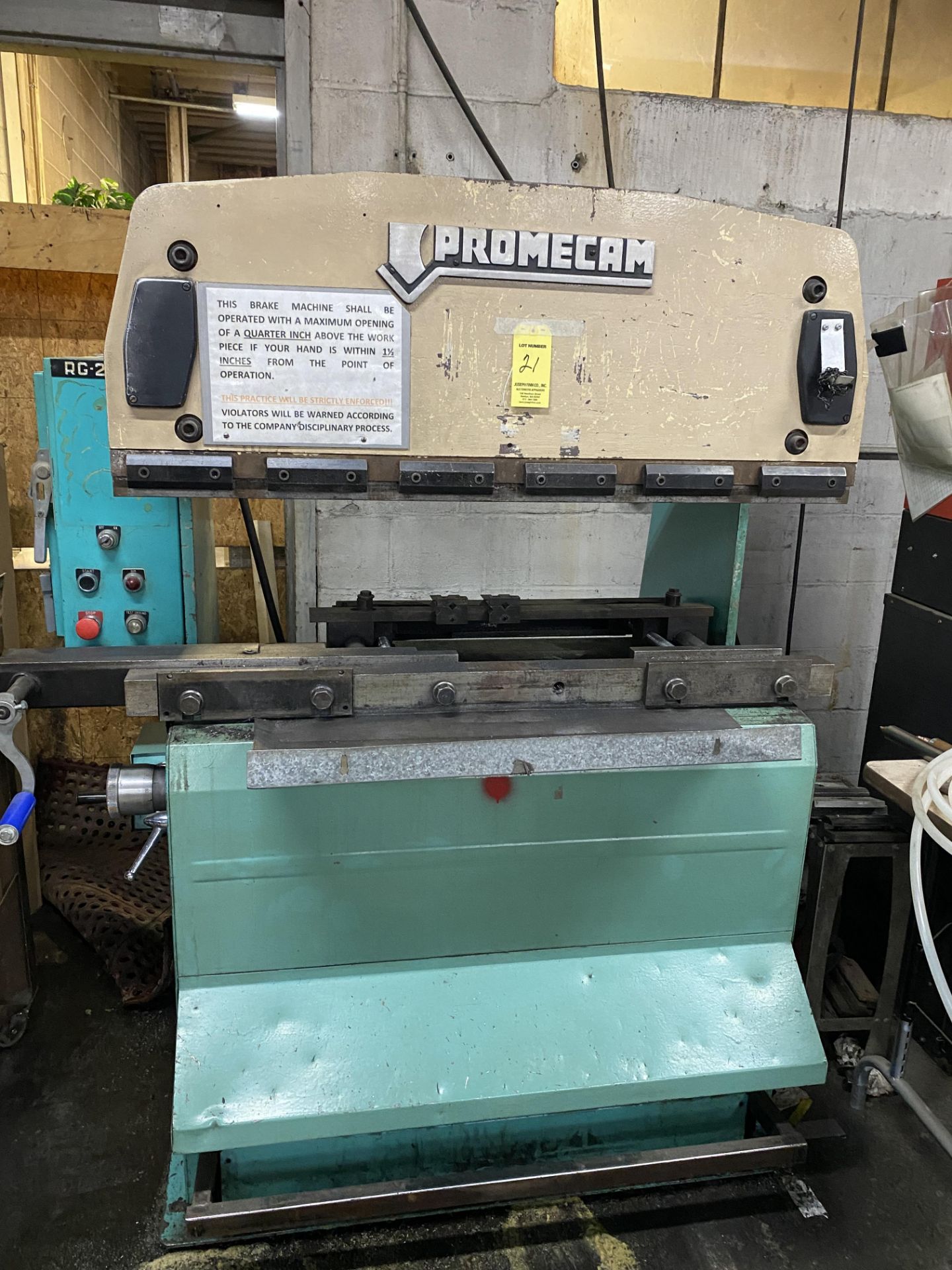 (1) Promecan RG-25-12 Power Press Brake, 25 Ton