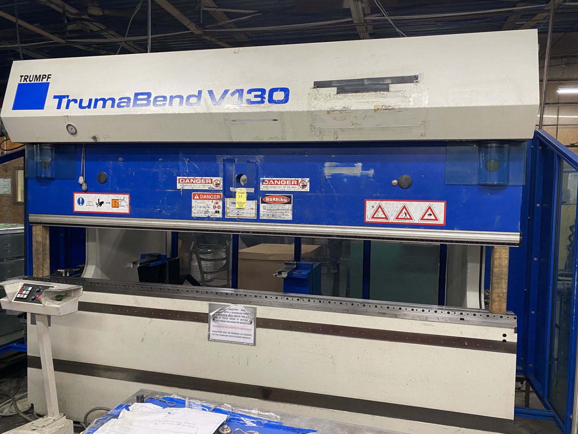 (1) 2004 Trumpf TrumaBend V130 Hydraulic Power Press Brake s/n B0104A0230, 143.26 Ton, 10?, 8.46 Max