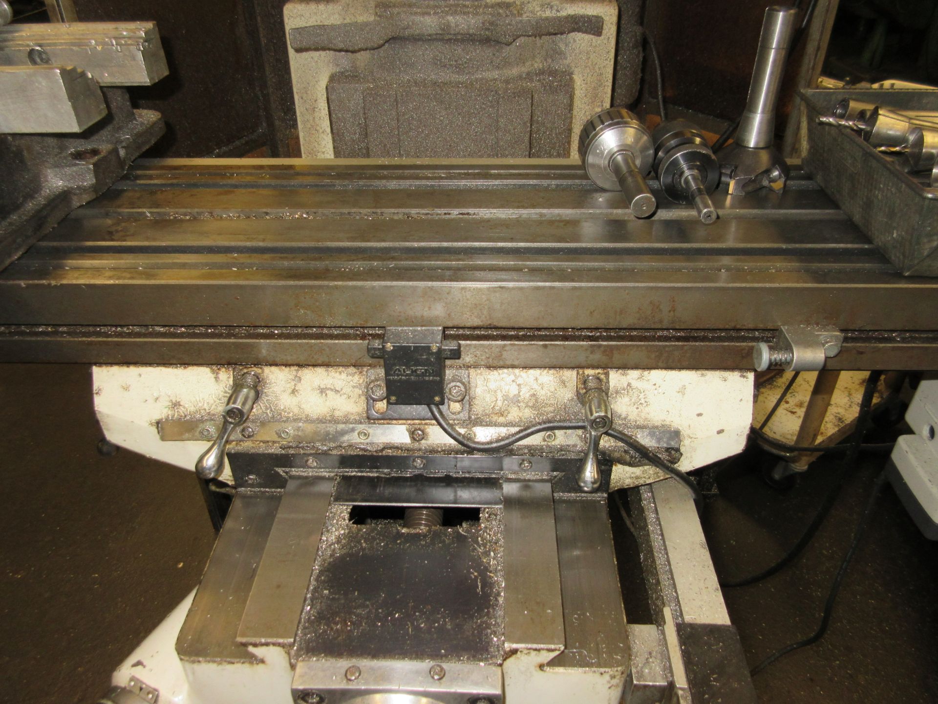 (1) Birmingham Vertical Miller, Power Feed Table, 8” x 42”, DRO, Collets, (2) Chucks - Image 3 of 9