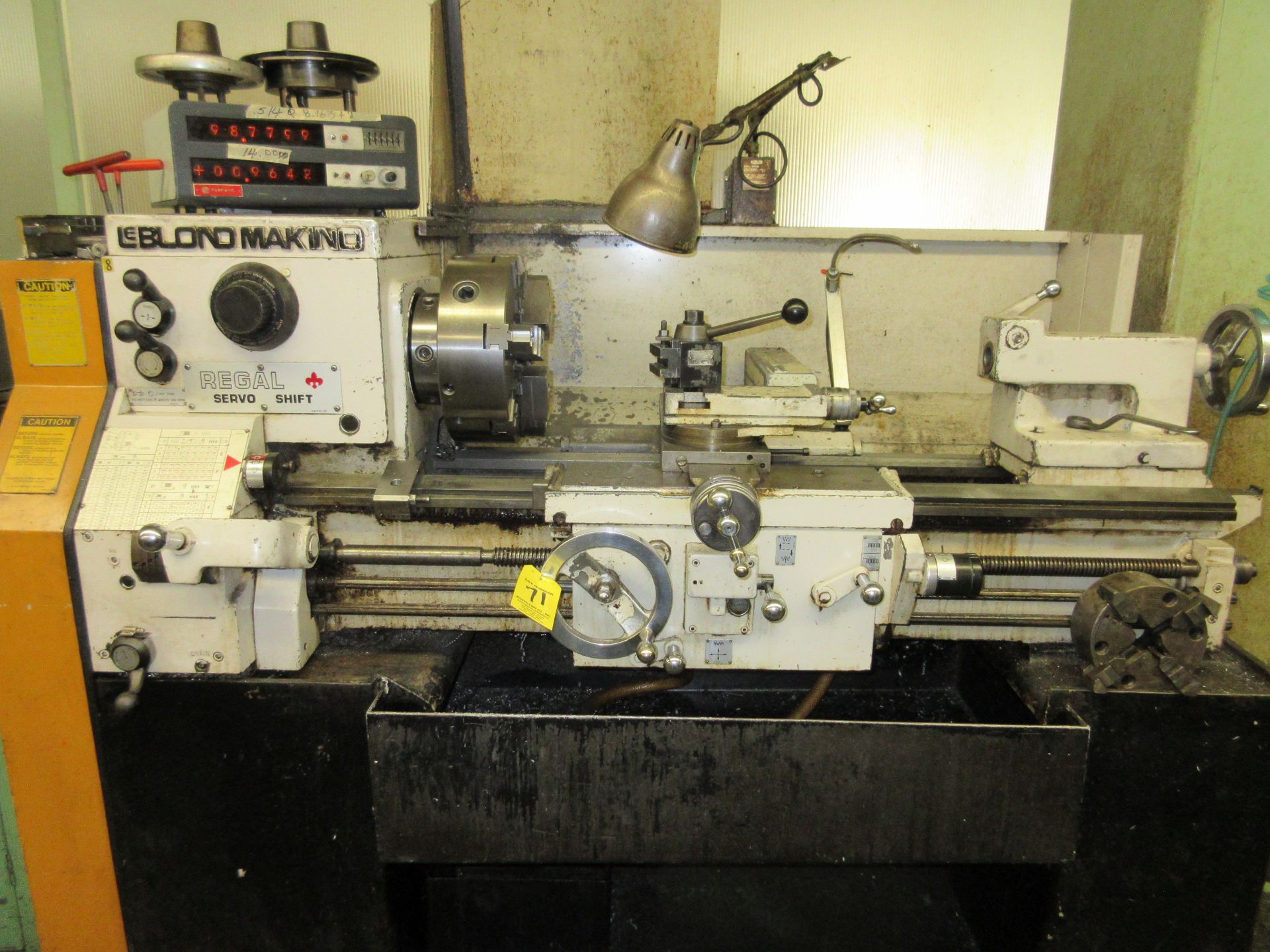 (1) LeBlond Makino Regal Servo Shift Tool Room Lathe, 16” x 30”, Tool Post Holder, 12" 6-Jaw