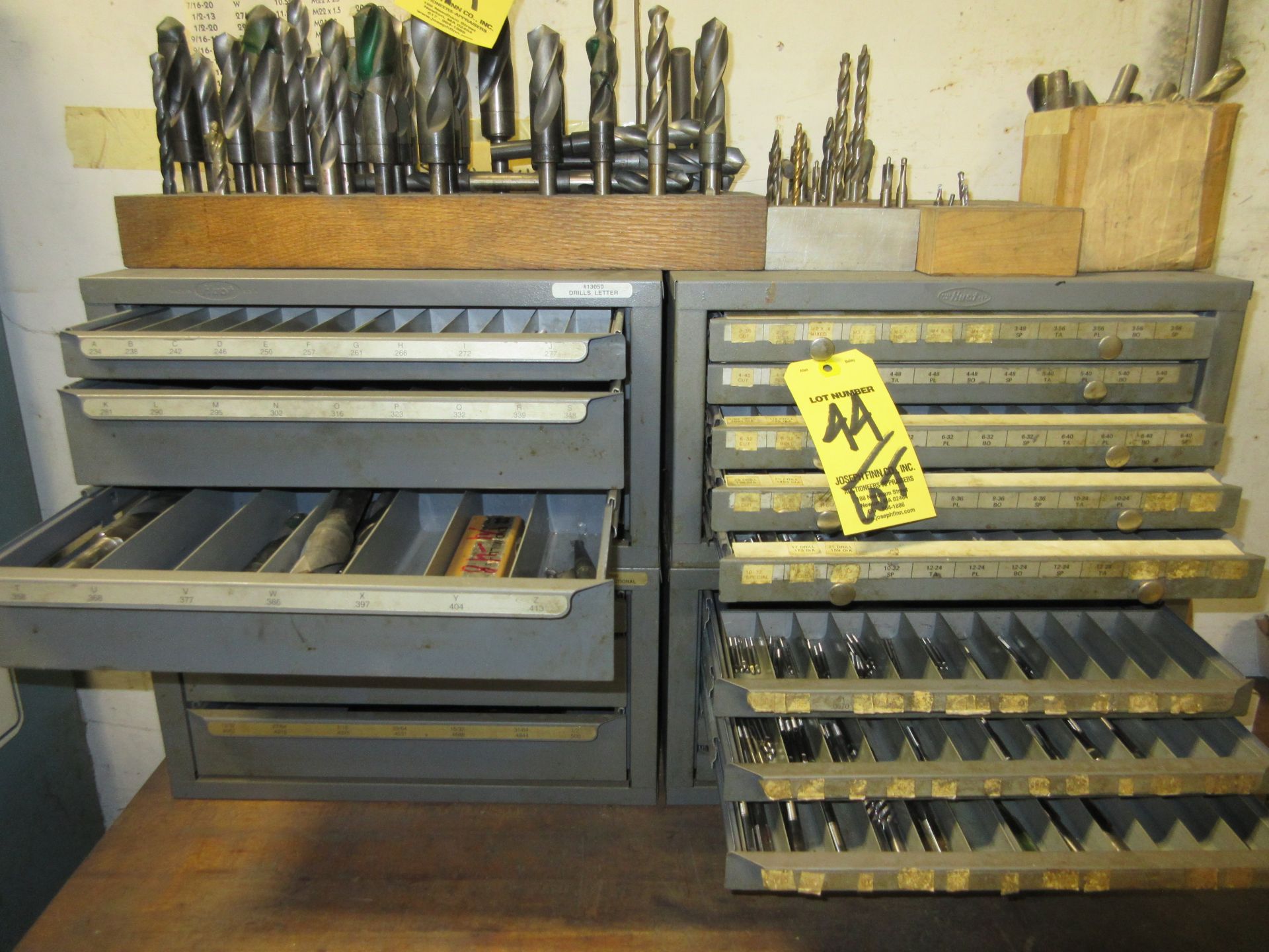LOT (4) Huot Drill Index Cabinets w/ Large Drills, Rough Cutters, Reamers, Drills Along Top - Image 2 of 5