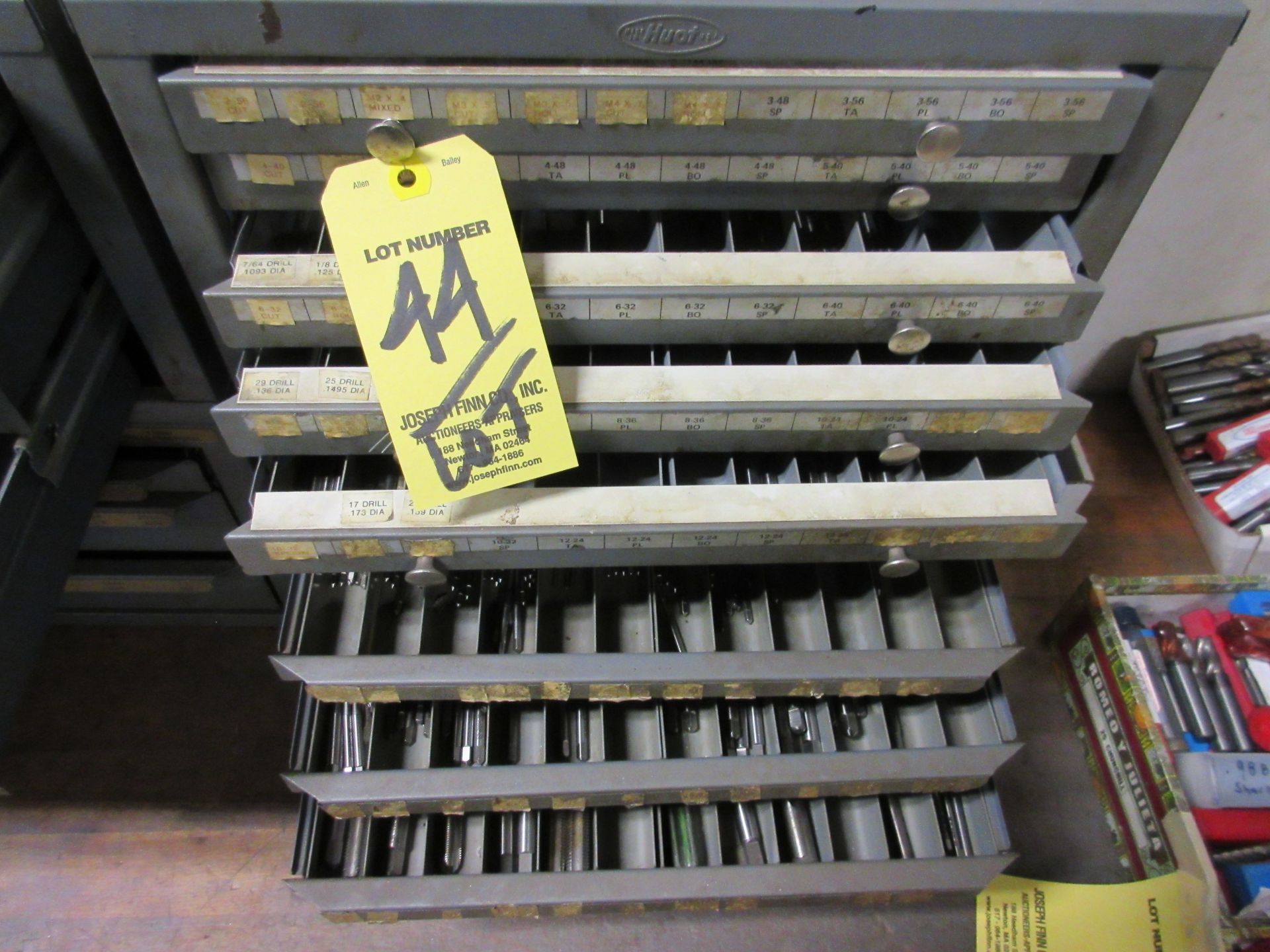 LOT (4) Huot Drill Index Cabinets w/ Large Drills, Rough Cutters, Reamers, Drills Along Top - Image 3 of 5