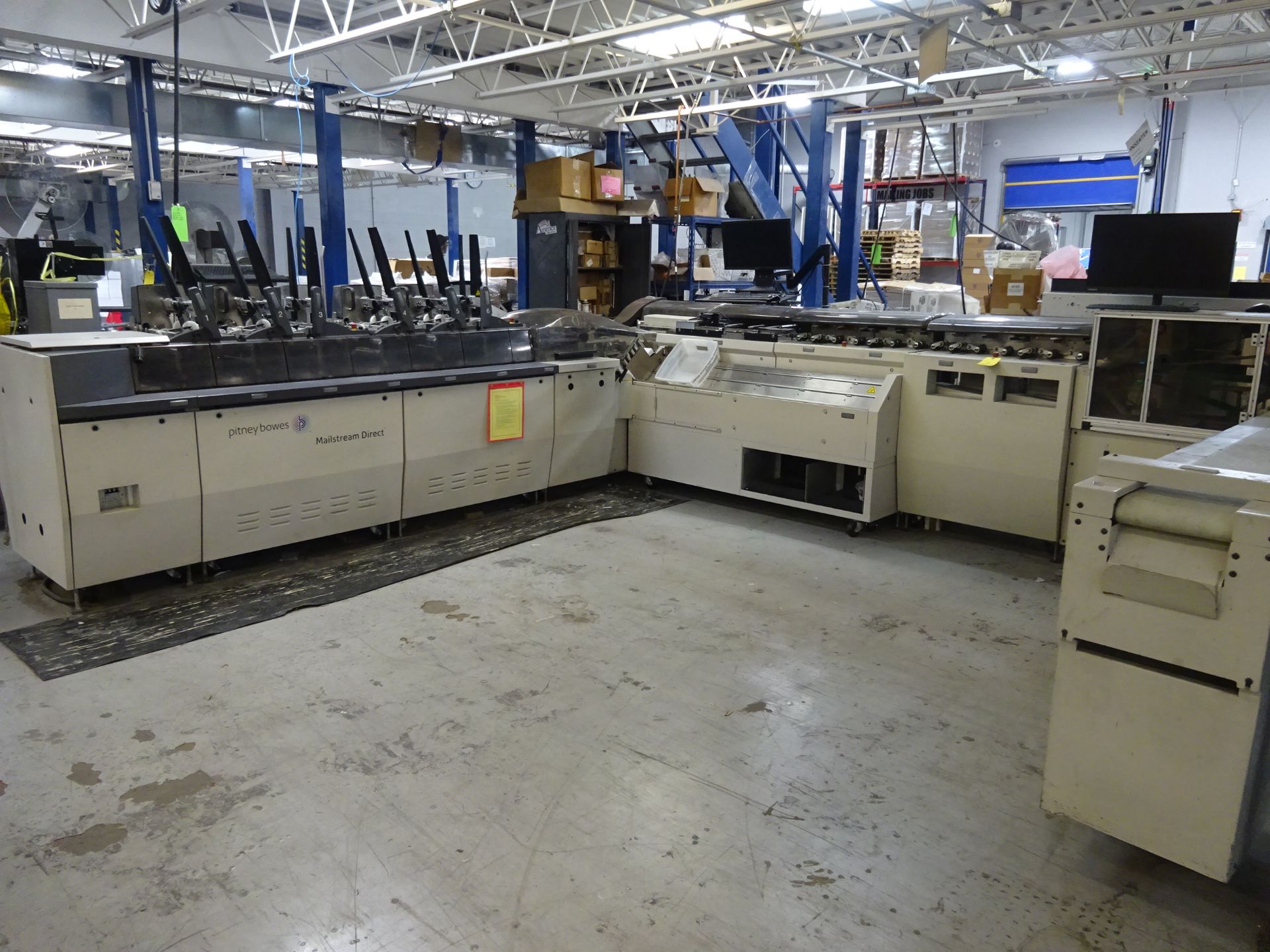 Pitney Bowes Mailstream Direct 6 Station Envelope Inserter With (2) Flat Pile Vacuum Feeders, (4)