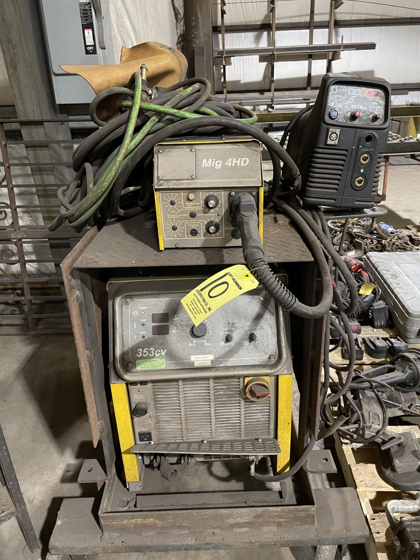 (1) ESAB 353 CV Welder, S/N ME-J203015 w/ Mig 4HD Wire Feed, & ESSETI HF-S200 THOR