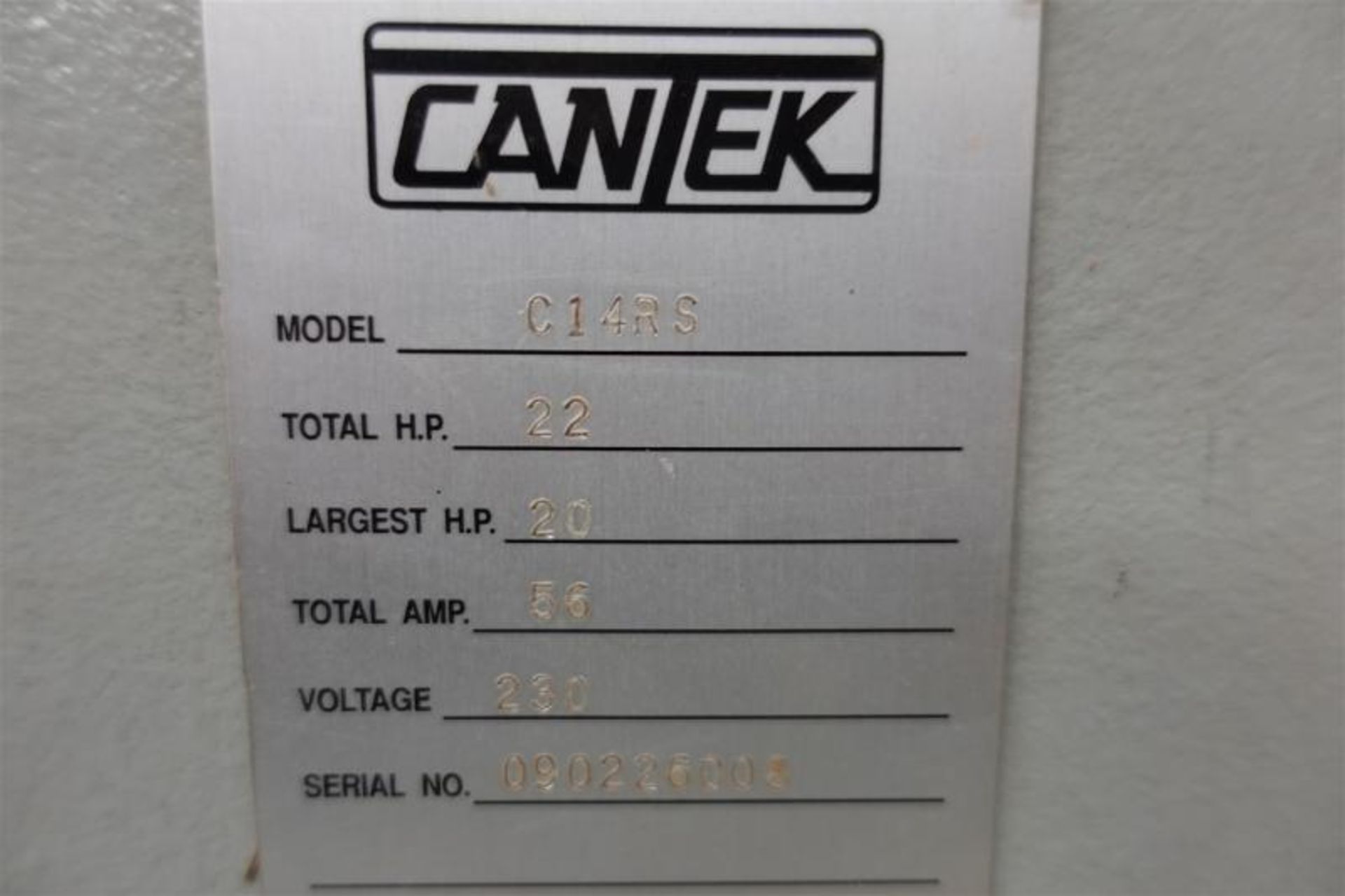 CANTEK STRAIGHT LINE SINGLE BLADE RIP SAW, MODEL C14RS, 20 HP SAW ARBOR, TABLE SIZE 50 IN. W x 75 - Image 5 of 5