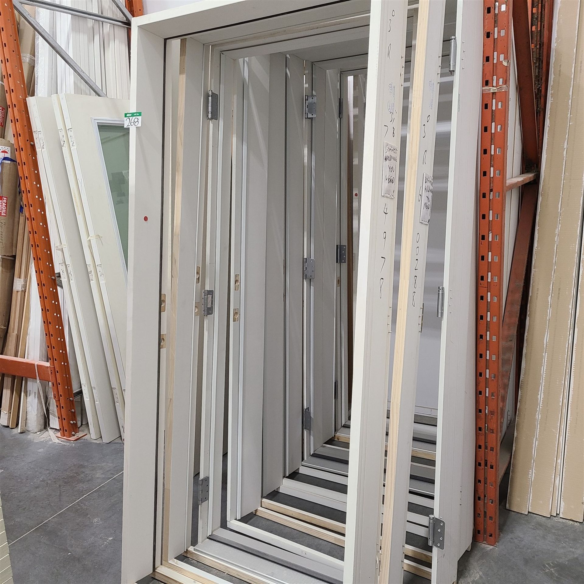 LOT OF 10 DOOR FRAMES, 10 ASSORTED DOORS