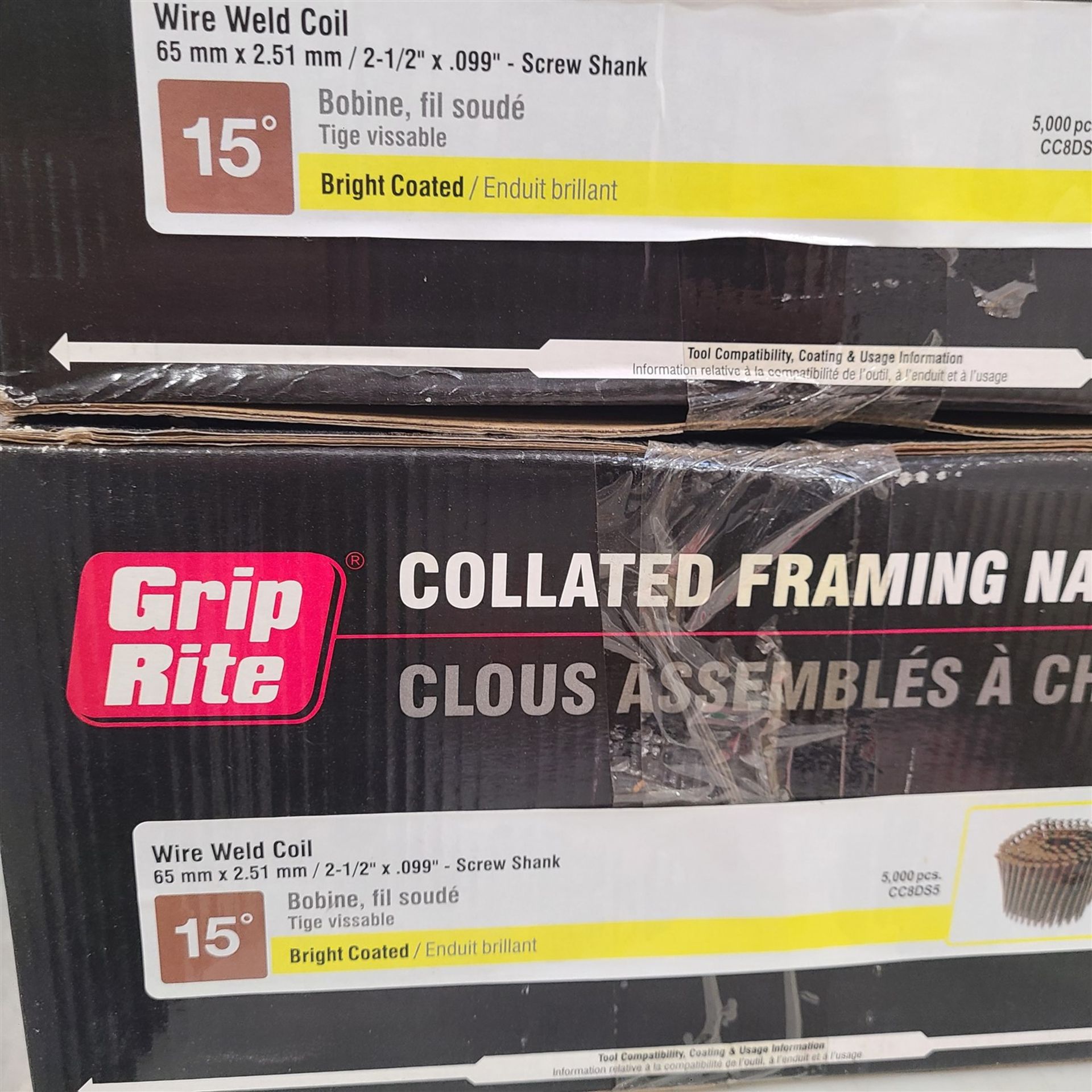 BOX OF GRIP RITE COLLATED FRAMING NAILS (SEE PHOTO FOR SIZE) - Image 2 of 2