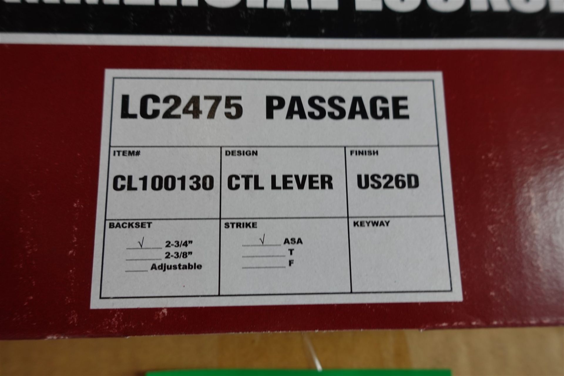 TELL COMMERCIAL LOCKSET LC2475 PASSAGE CTL LEVER, WS26D - Image 2 of 2