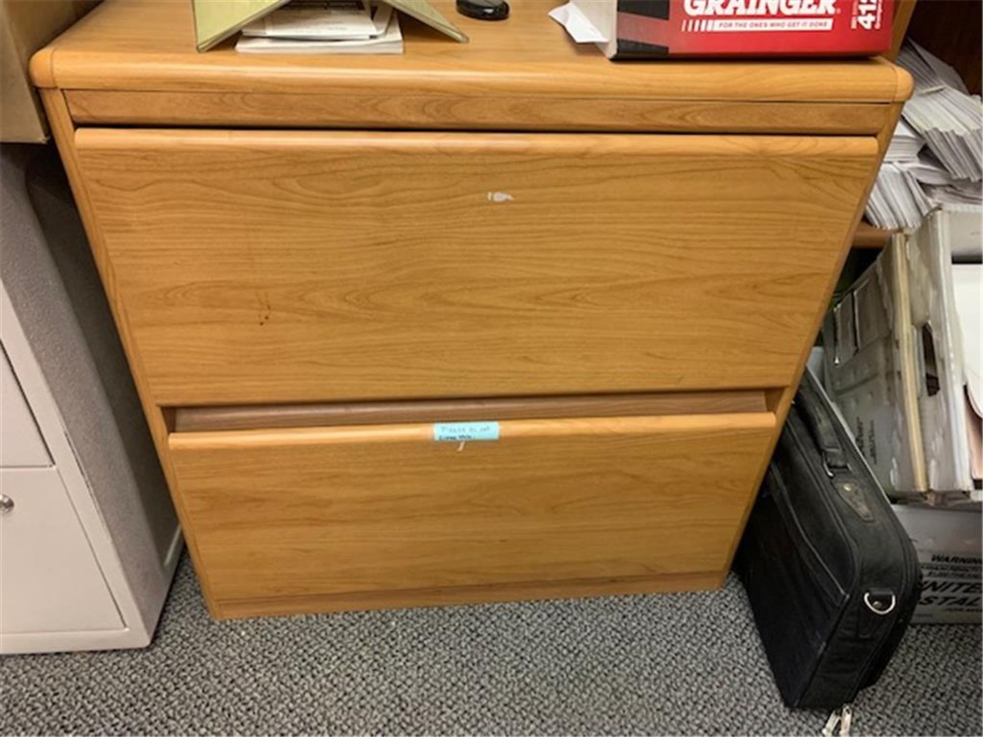 TIMES THE MONEY: (2) WOODEN, LIGHT OAK COLOR, 2-DRAWER LATERAL FILING CABINETS, 31"W X 30"H X 19.5"D - Image 2 of 2